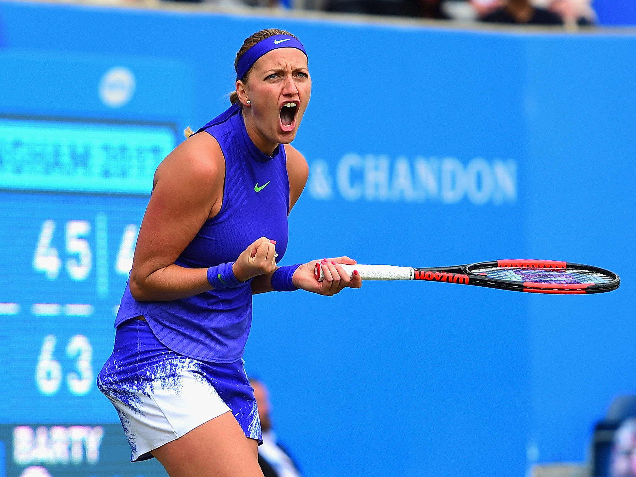 Petra Kvitova, blue gear, racket, Full HD Desktop Wallpaper
