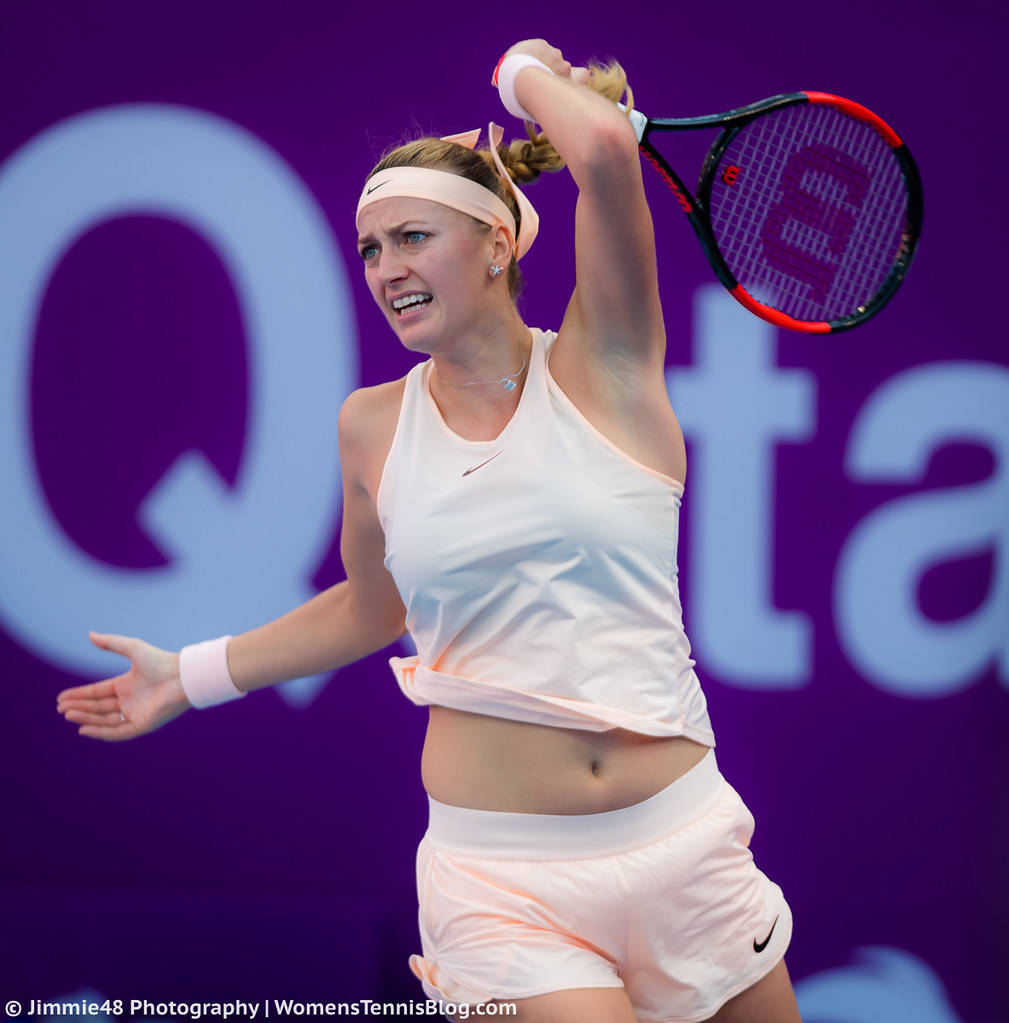 Petra Kvitova, tennis court, white gear, SD Phone Wallpaper