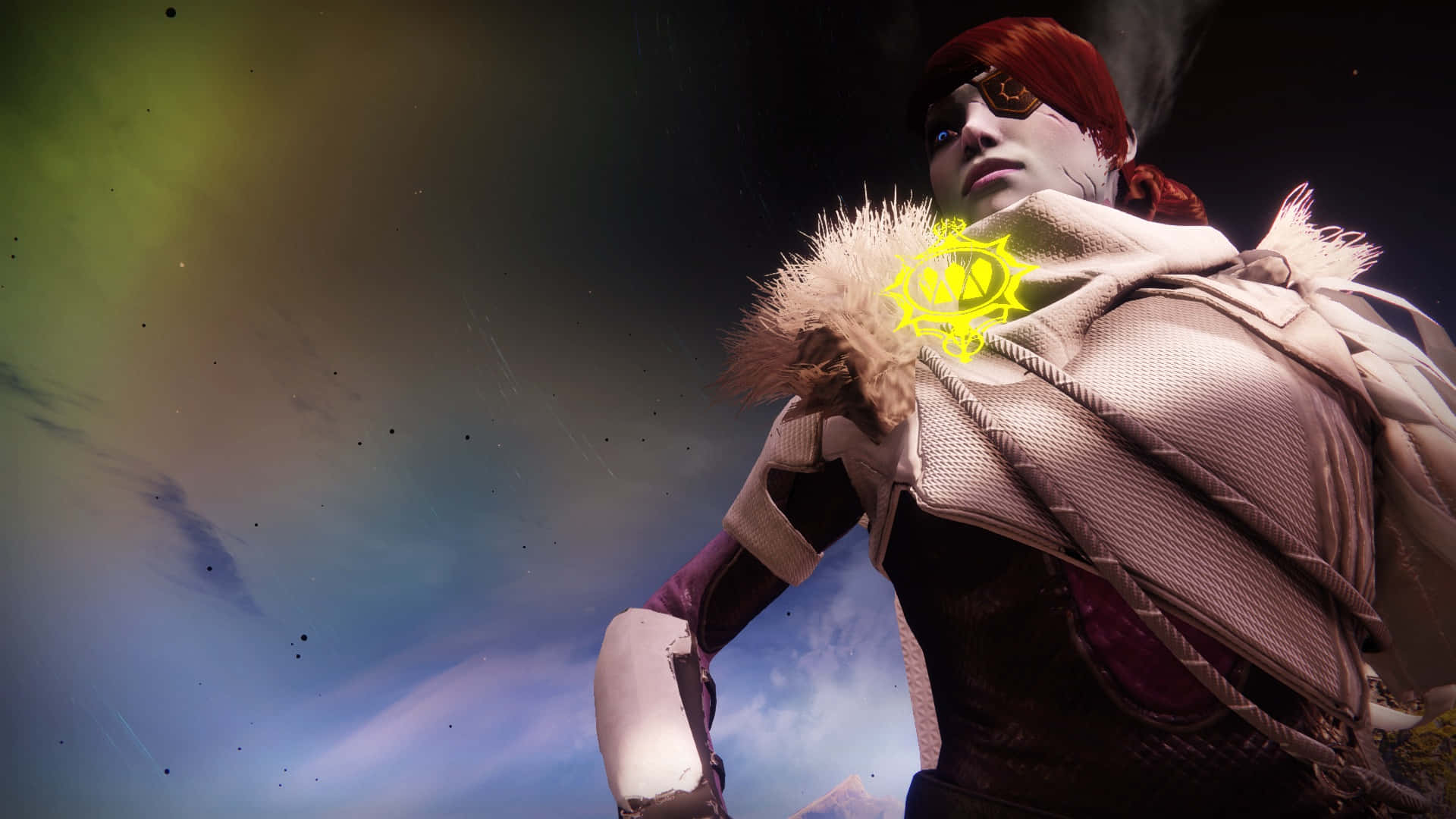 Petra Venj, red-haired warrior, fur-trimmed armor, Full HD Desktop Wallpaper