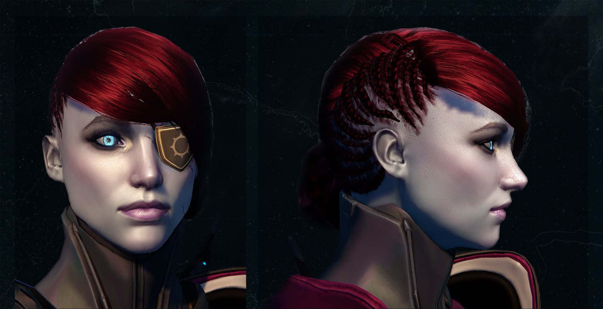 Petra Venj, red hair, mechanical eye, HD Desktop Wallpaper