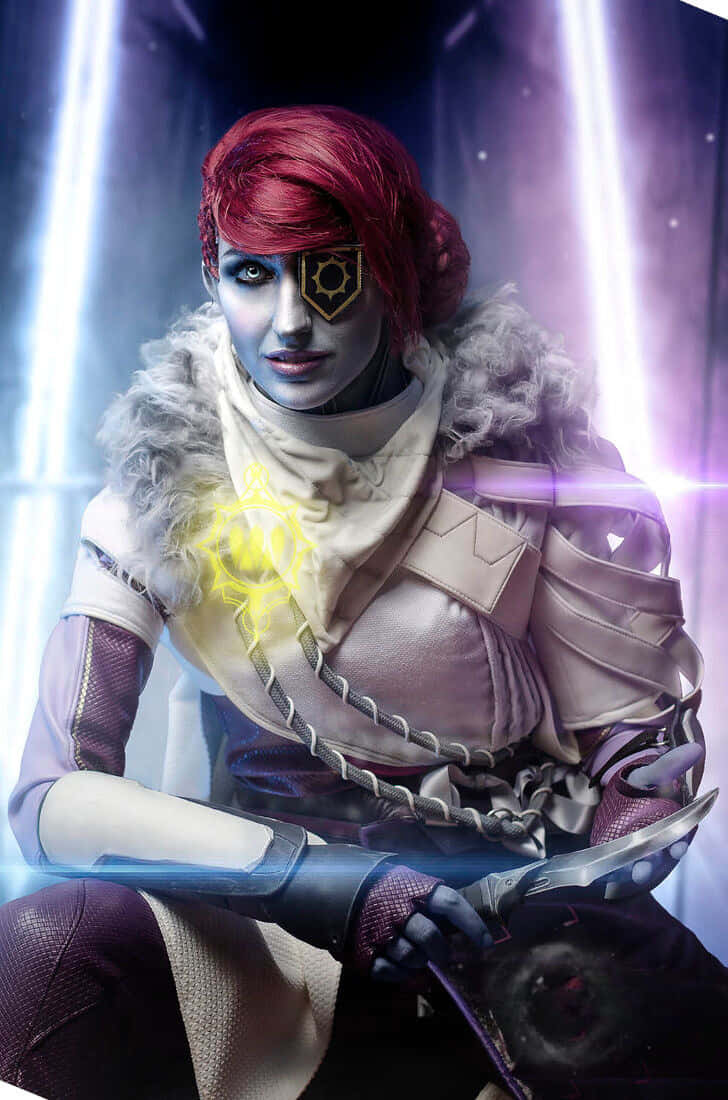 Petra Venj, cybernetic eye, glowing yellow emblem, SD Phone Wallpaper