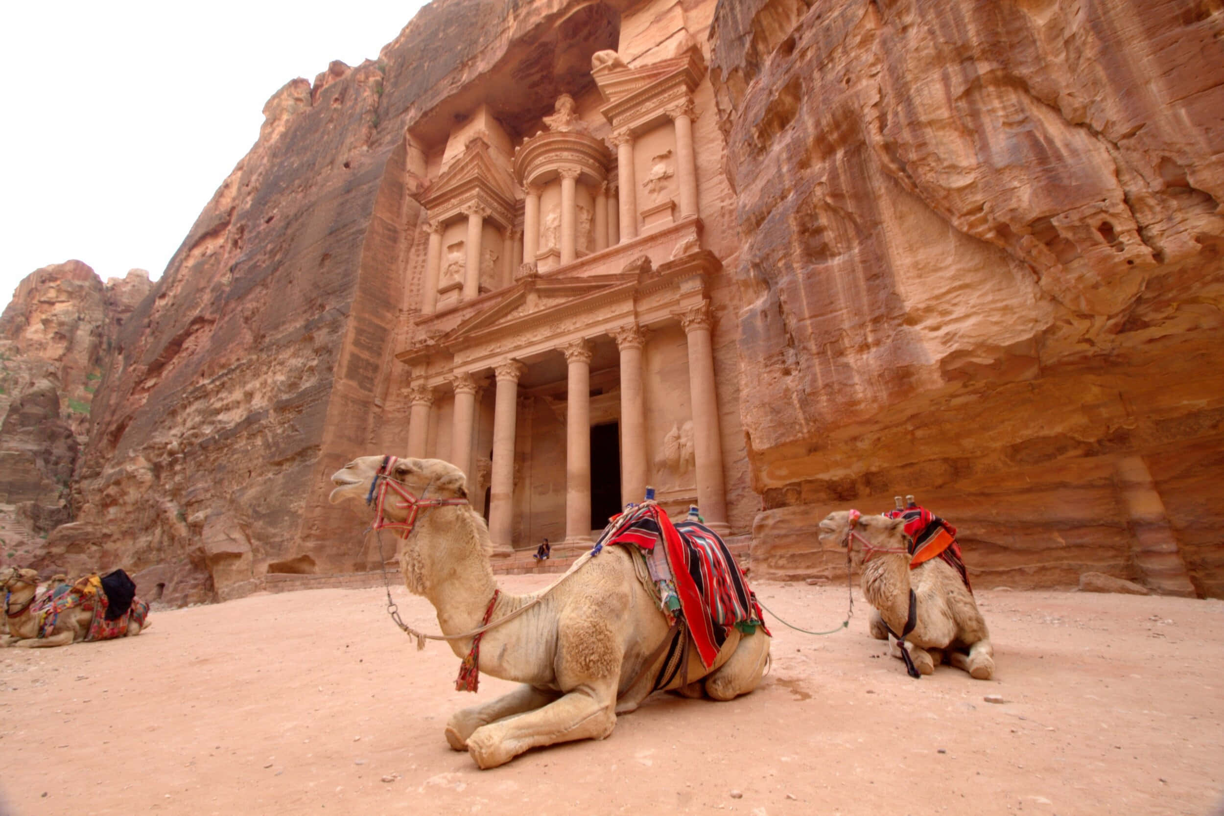 Petra, rose-colored Treasury, cliff face, Full HD Desktop Wallpaper