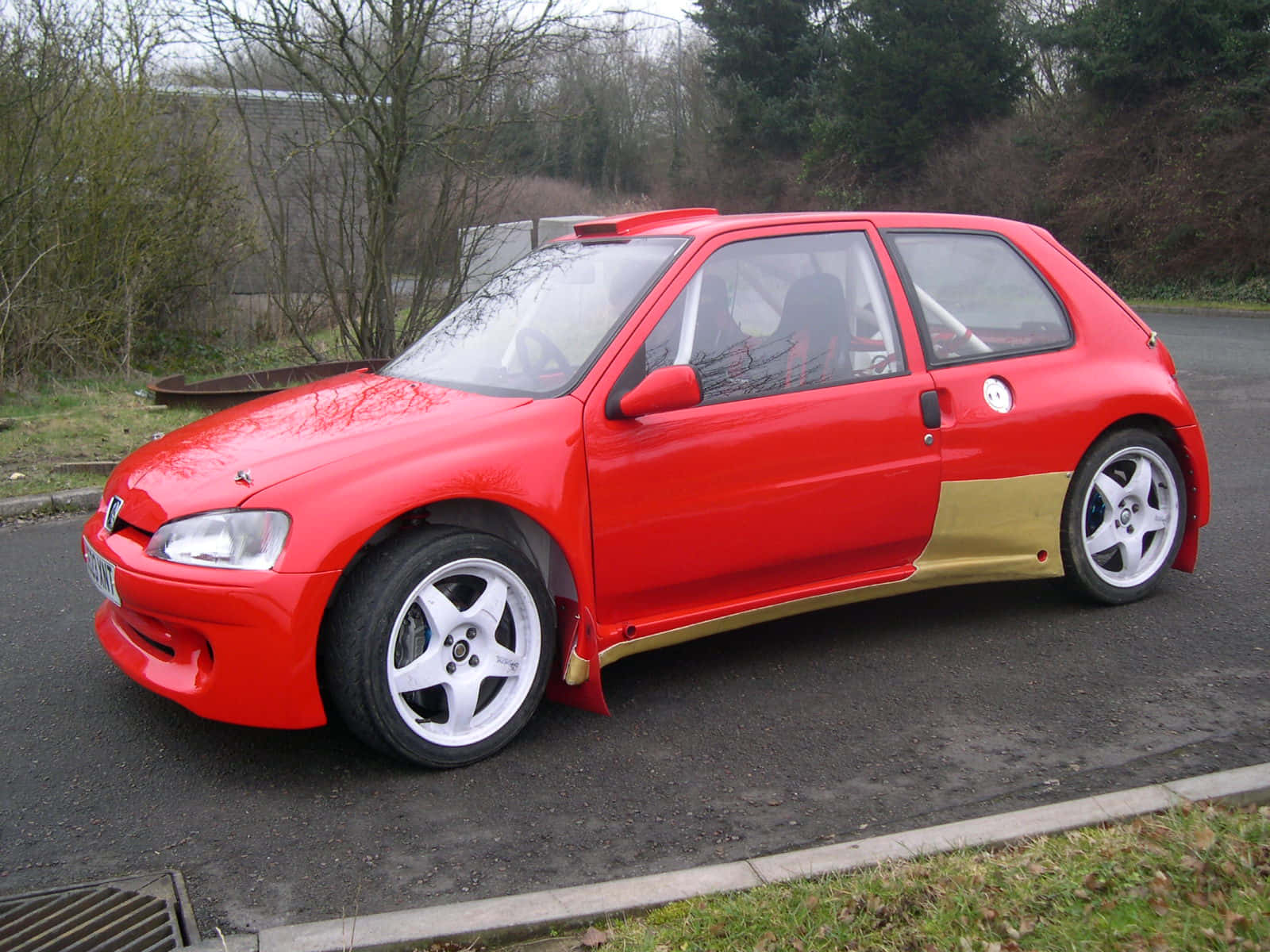 Peugeot 106, vibrant red, gold, HD Desktop Wallpaper