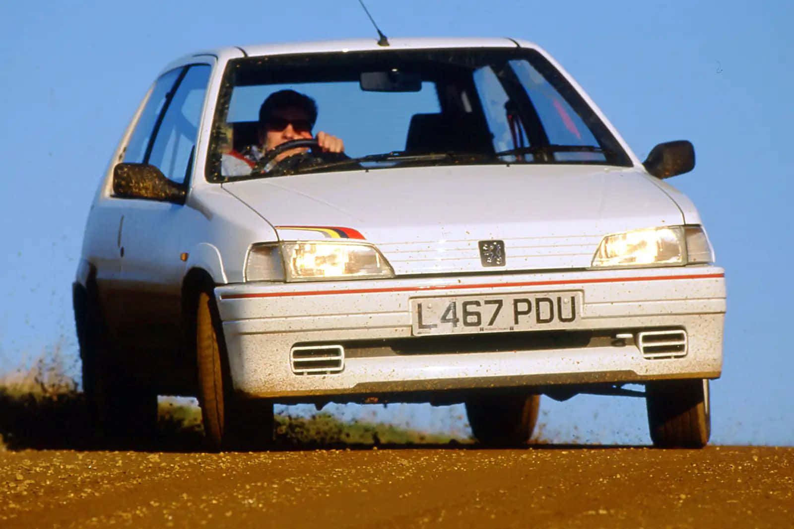 Peugeot 106, silver, dirt road, HD Desktop Wallpaper