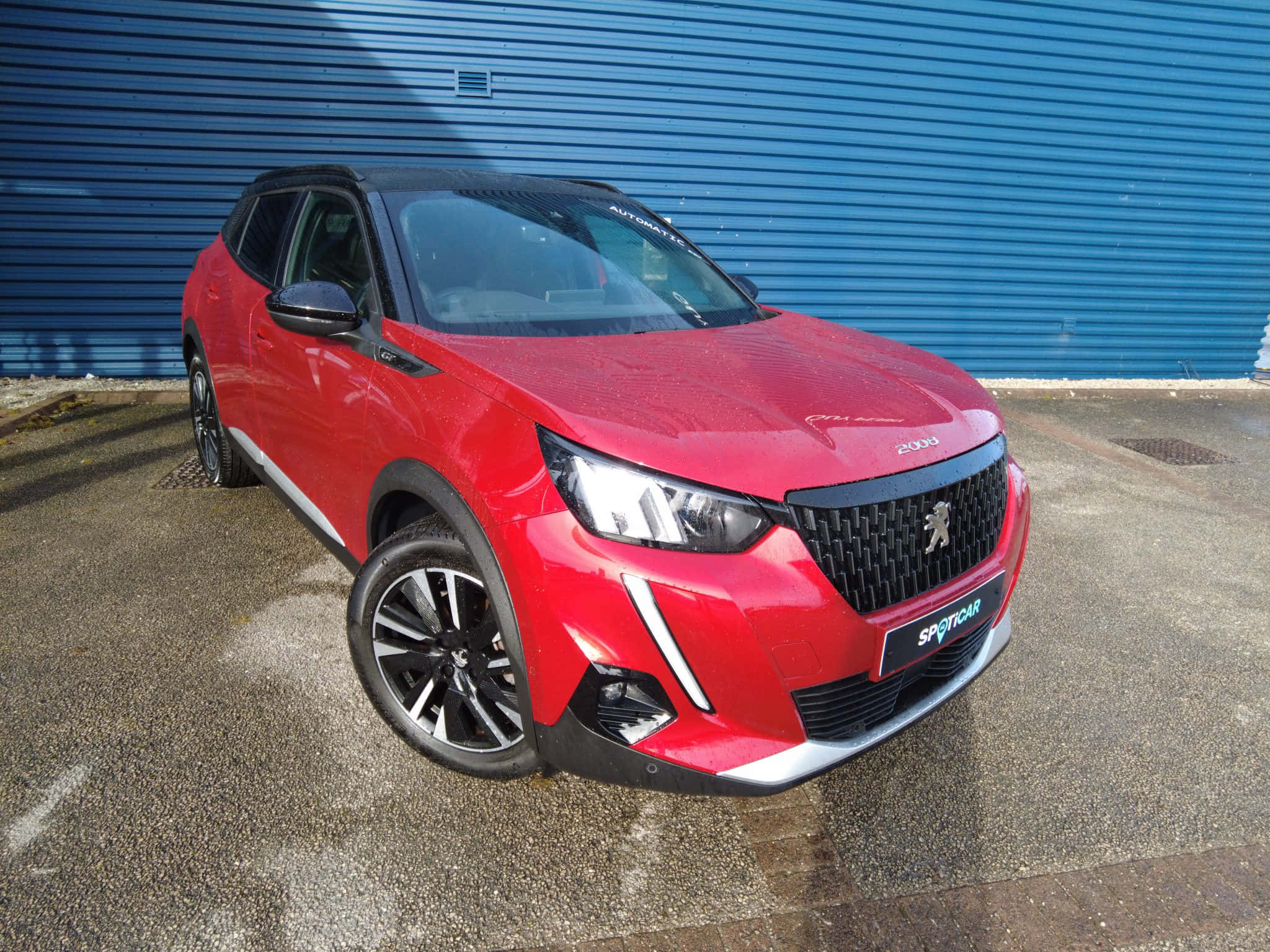 Peugeot 2008, vibrant red, wet pavement, Full HD Desktop Wallpaper
