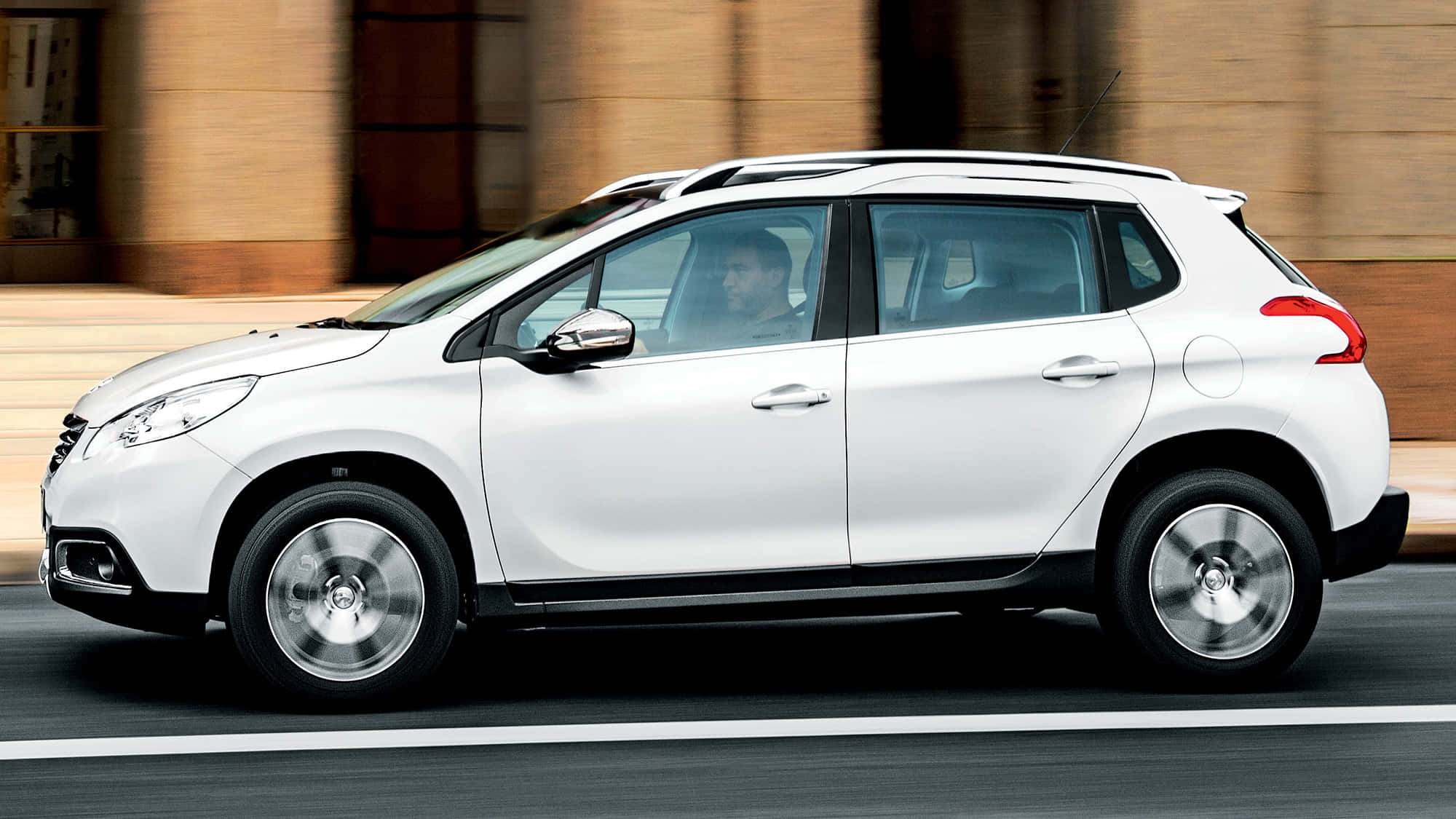 Peugeot 2008, sleek white SUV, city street, Full HD Desktop Wallpaper