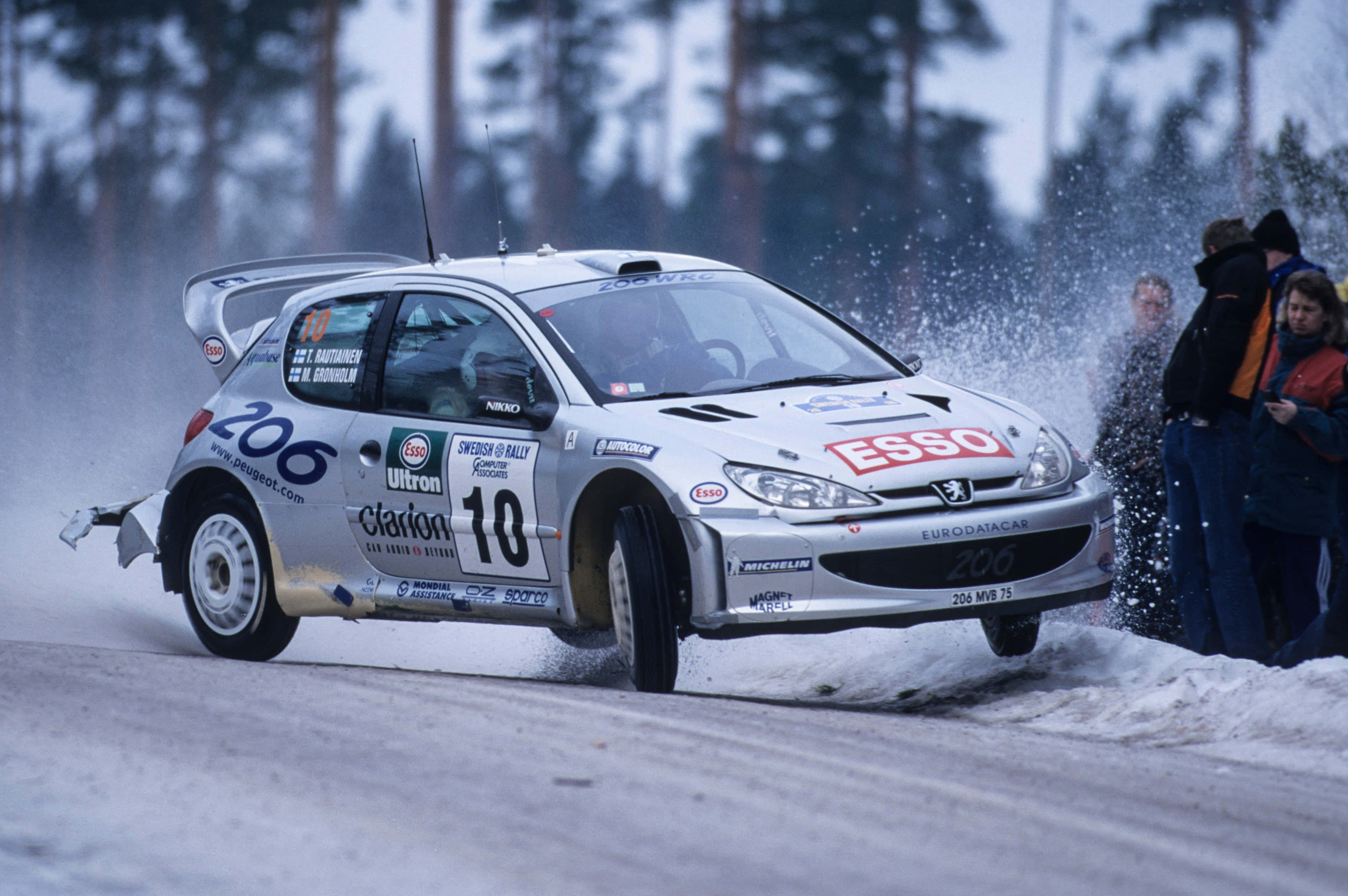 Peugeot 206, silver, rally car, 2K Desktop Wallpaper