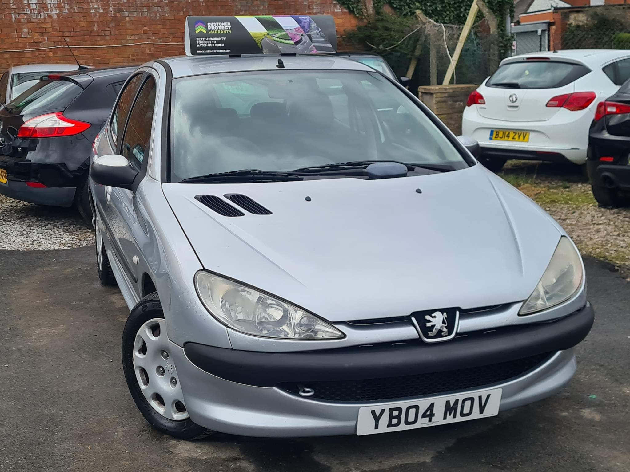 Peugeot 206, silver, roof sign, Full HD Desktop Wallpaper