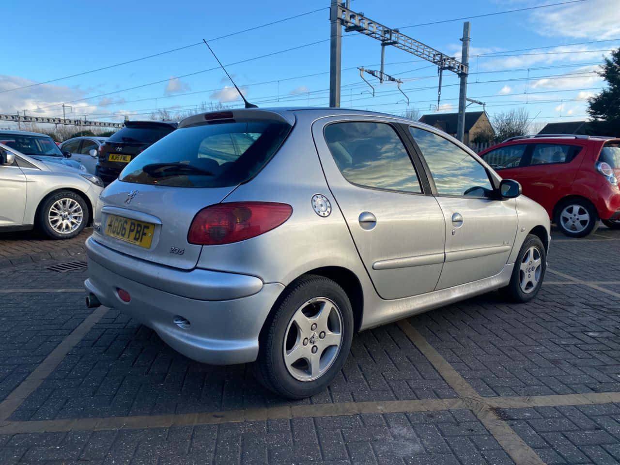 Peugeot 206, silver, brick lot, HD Desktop Wallpaper