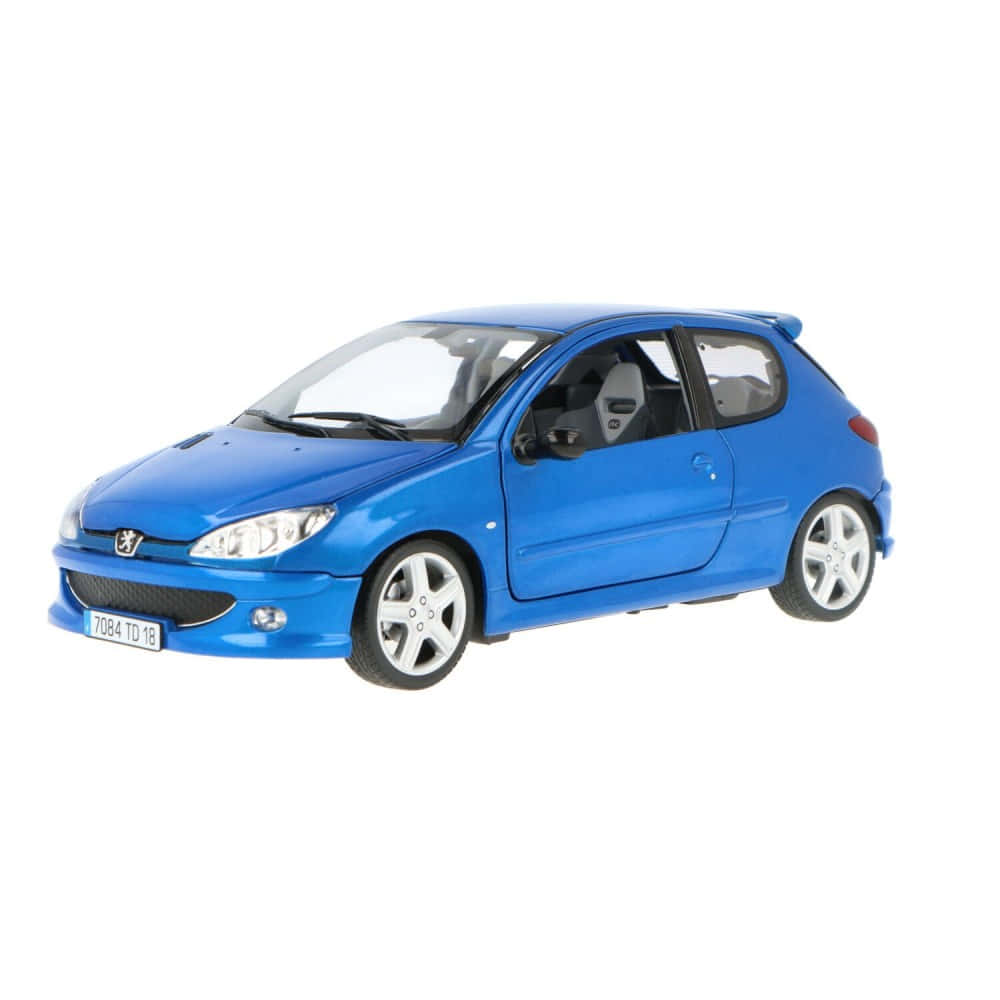 Peugeot 206, vibrant blue, silver rims, SD Desktop Wallpaper