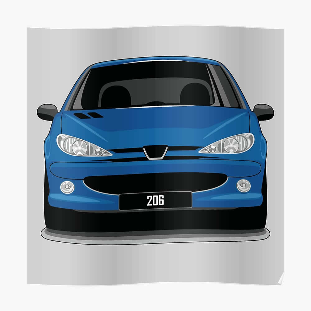 Peugeot 206, vibrant blue, black accents, SD Desktop Wallpaper