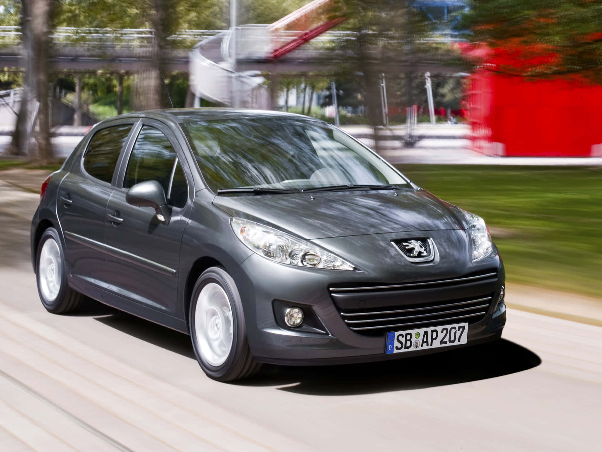 Peugeot 207, sleek gray, hatchback, Full HD Desktop Wallpaper