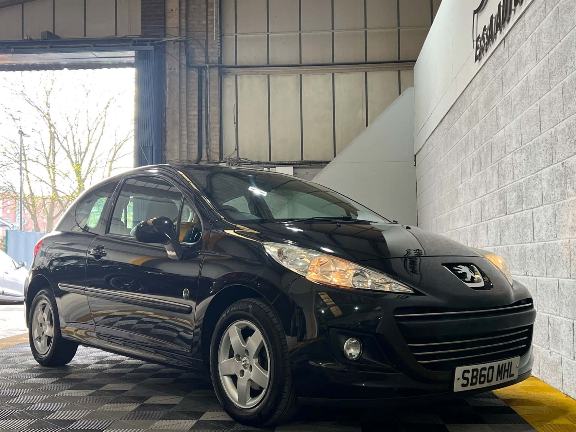 Peugeot 207, three-door, glossy black, Full HD Desktop Wallpaper