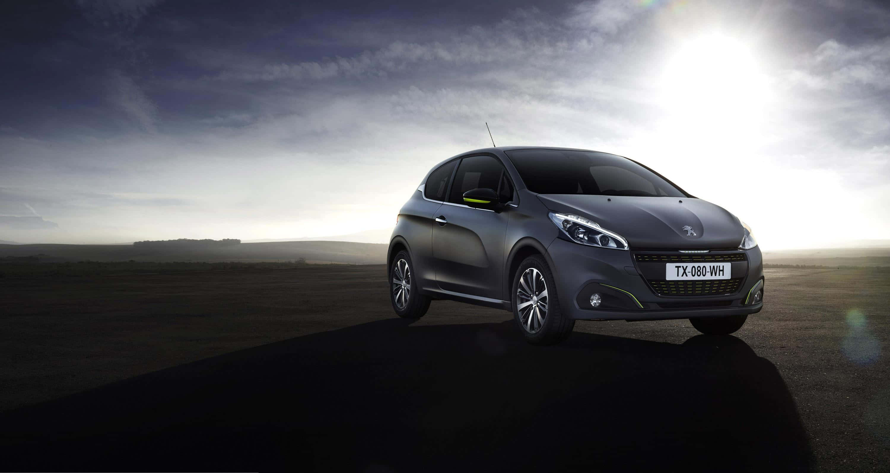 Peugeot 208, gray hatchback, dark road, 2K Desktop Wallpaper