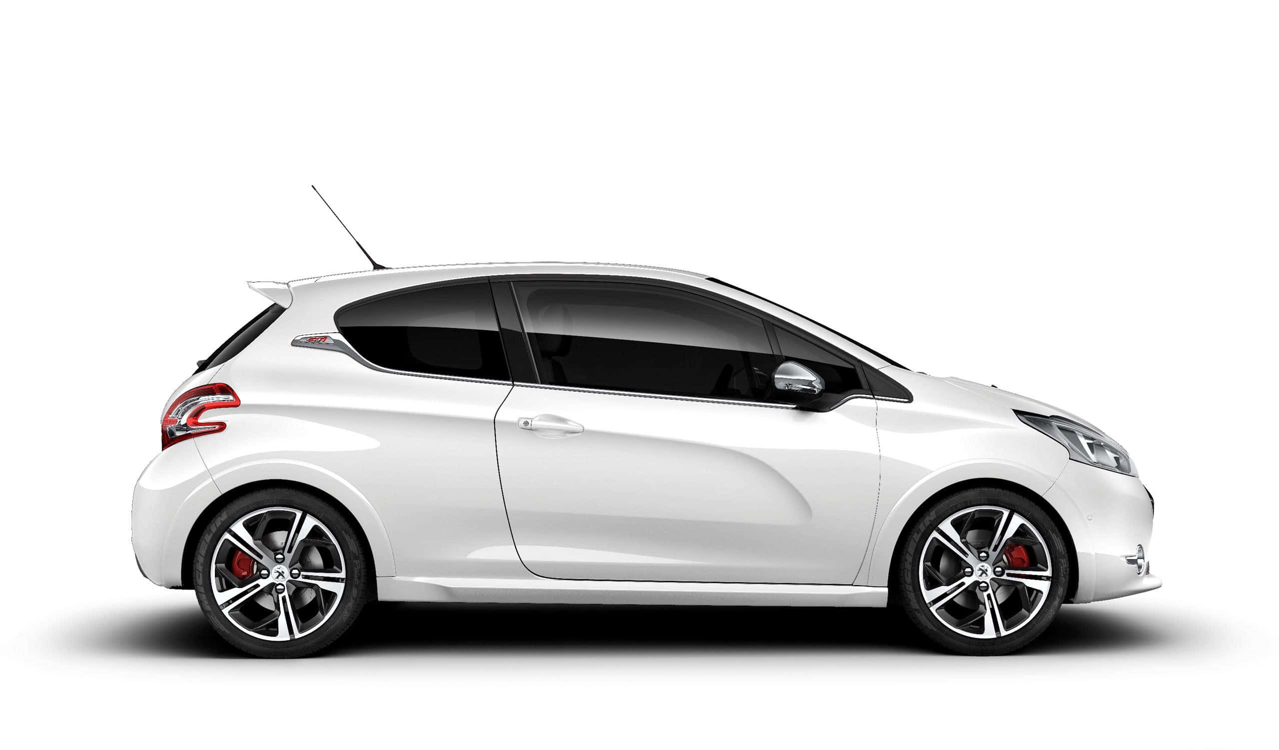 Peugeot 208, white hatchback, red brake calipers, 2K Desktop Wallpaper