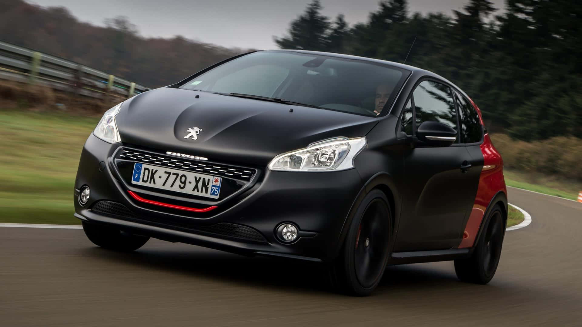 Peugeot 208, black and red, winding road, Full HD Desktop Wallpaper