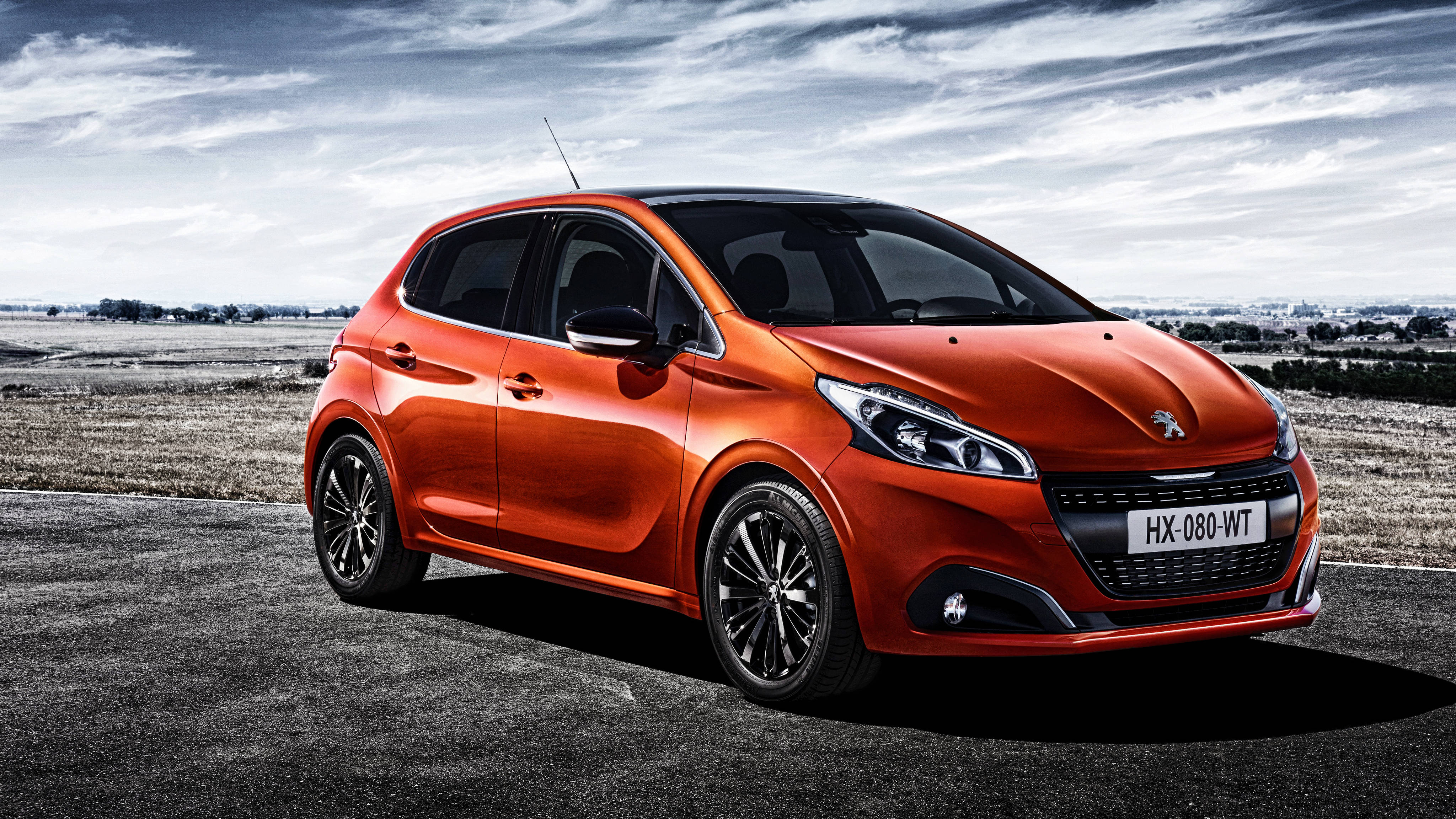Peugeot 208, orange, sports car, 4K Desktop Wallpaper