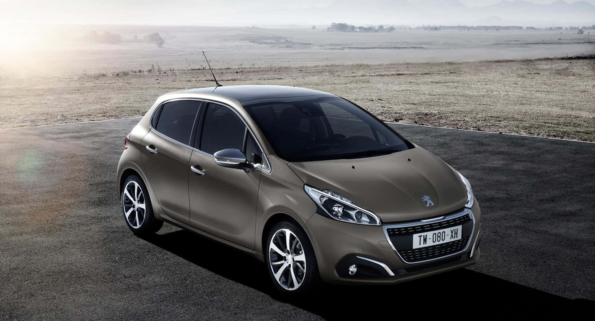Peugeot 208, bronze, paved road, Full HD Desktop Wallpaper