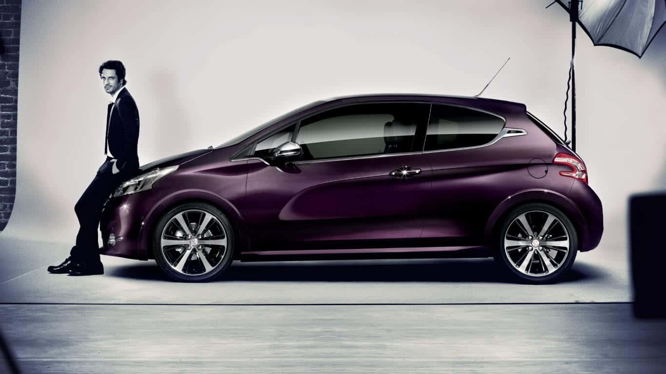 Peugeot 208, purple hatchback, studio, HD Desktop Wallpaper
