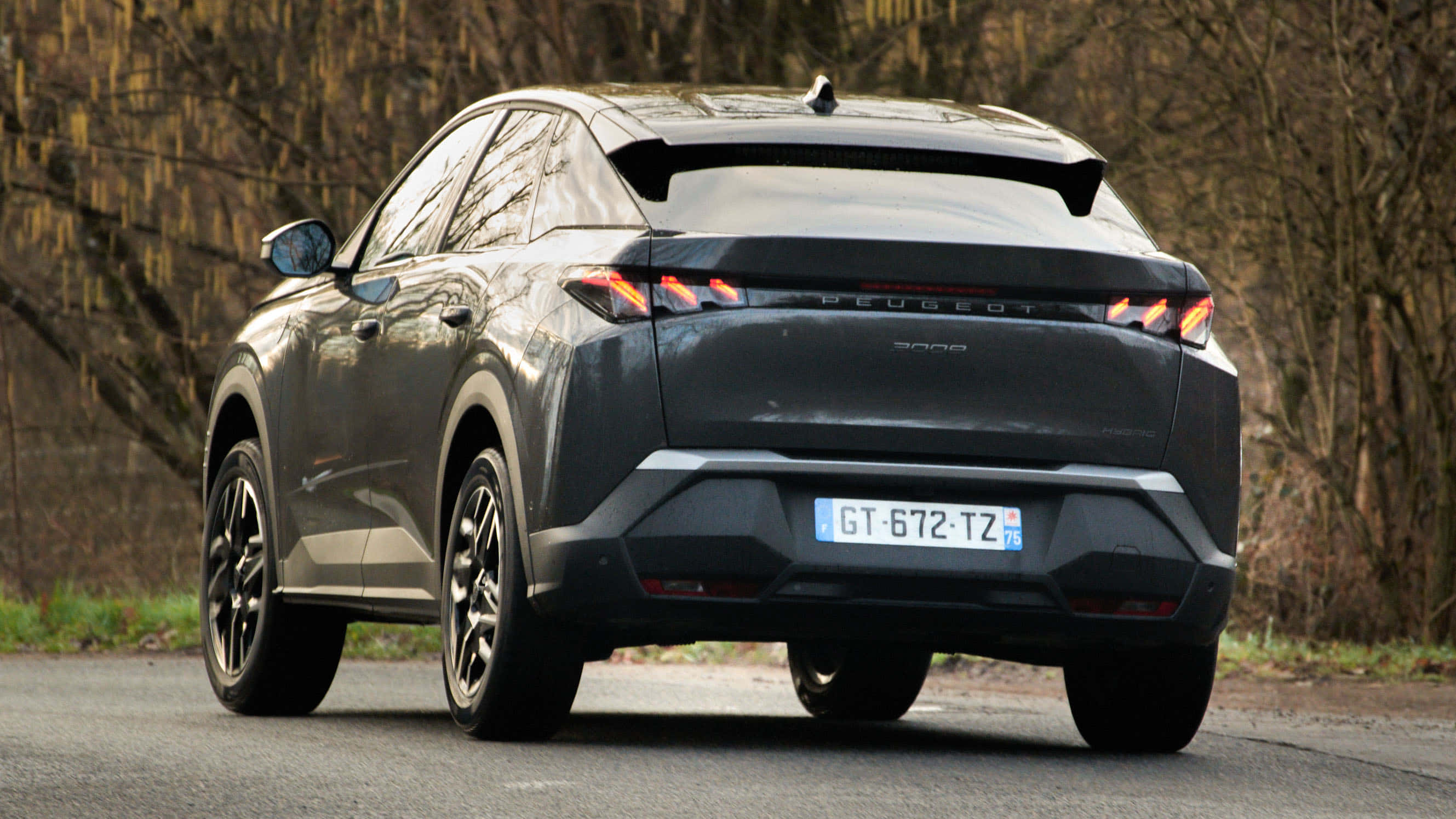Peugeot 3008, matte gray, rear view, 2K Desktop Wallpaper
