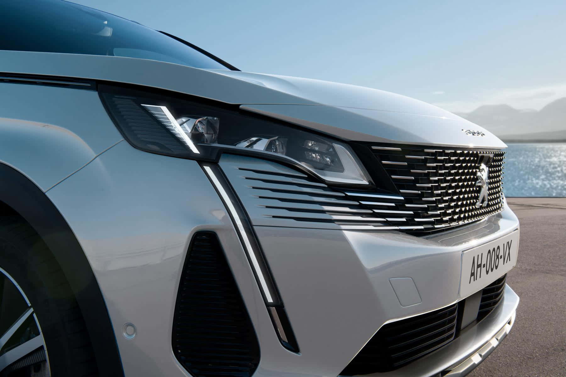 Peugeot 3008, sleek silver SUV, front grille, HD Desktop Wallpaper