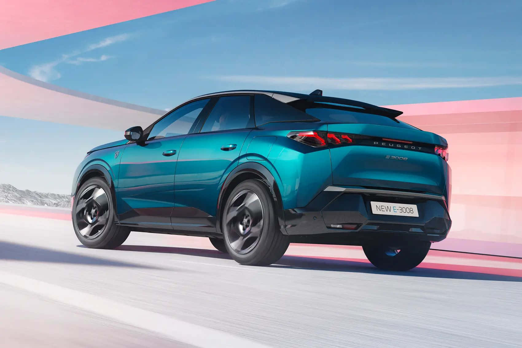 Peugeot E-3008, teal, white road, HD Desktop Wallpaper