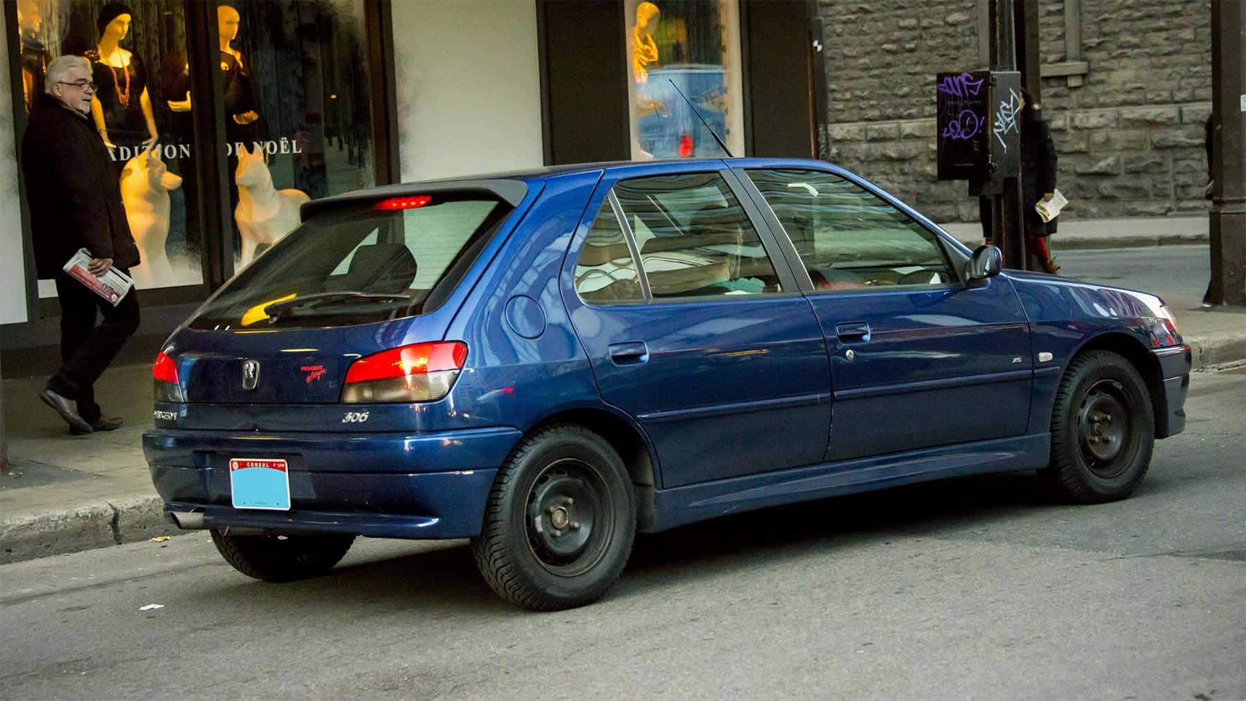 Peugeot 306, vibrant blue, city street, HD Desktop Wallpaper
