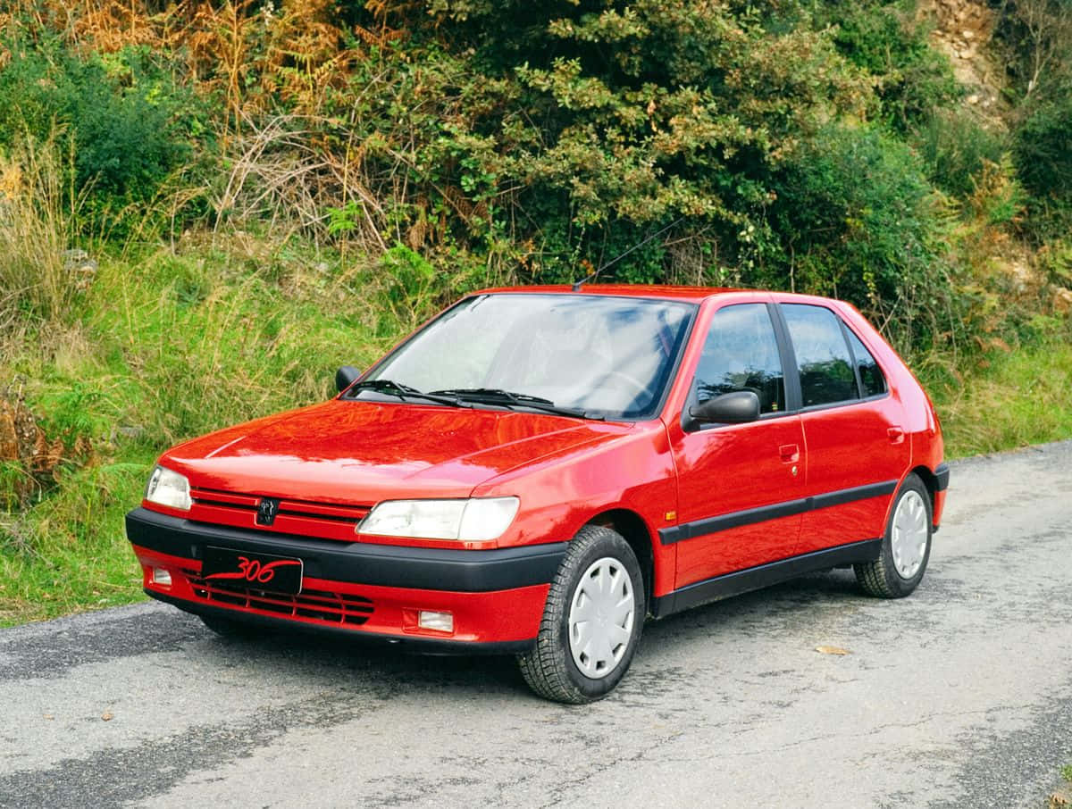 Peugeot 306, vibrant red, hatchback, SD Desktop Wallpaper