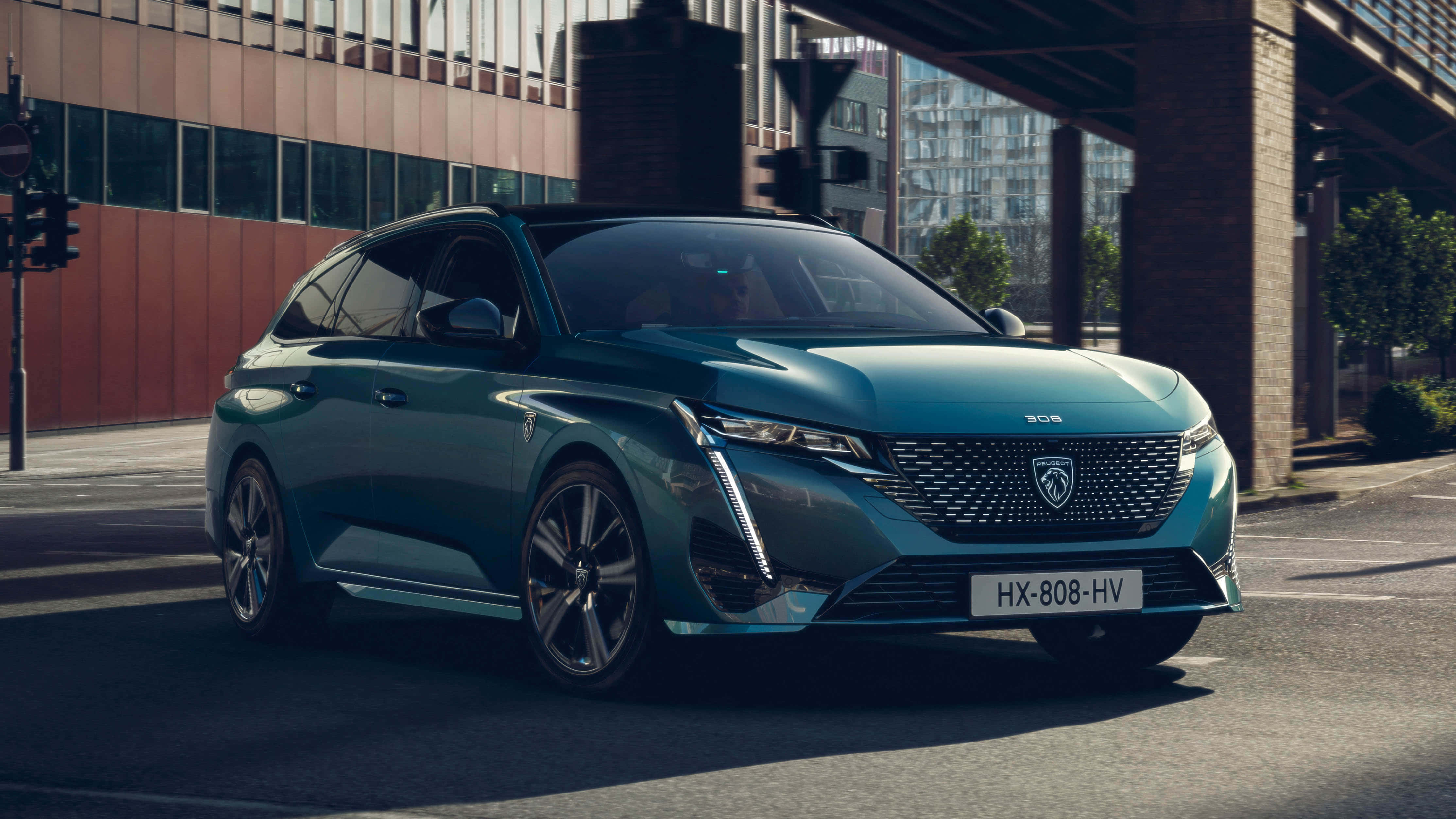 Peugeot 308, teal, hybrid wagon, 4K Desktop Wallpaper