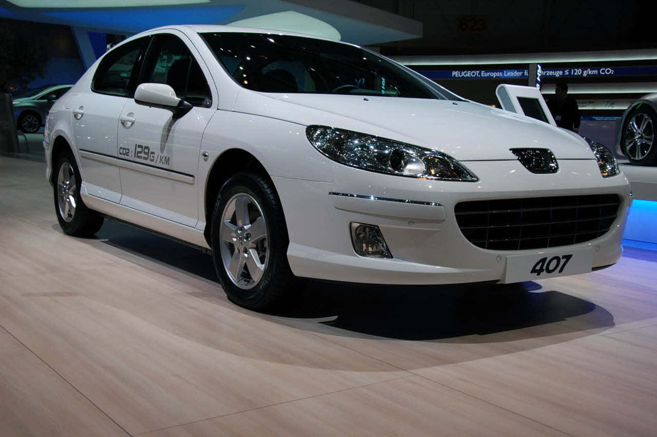 Peugeot 407, pristine white, showroom lights, HD Desktop Wallpaper