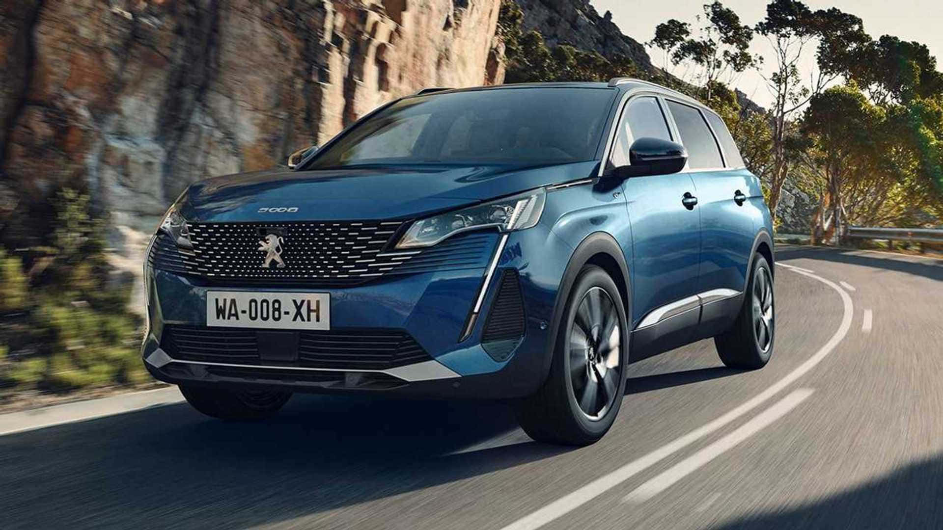Peugeot 5008, sleek blue, mountain road, Full HD Desktop Wallpaper