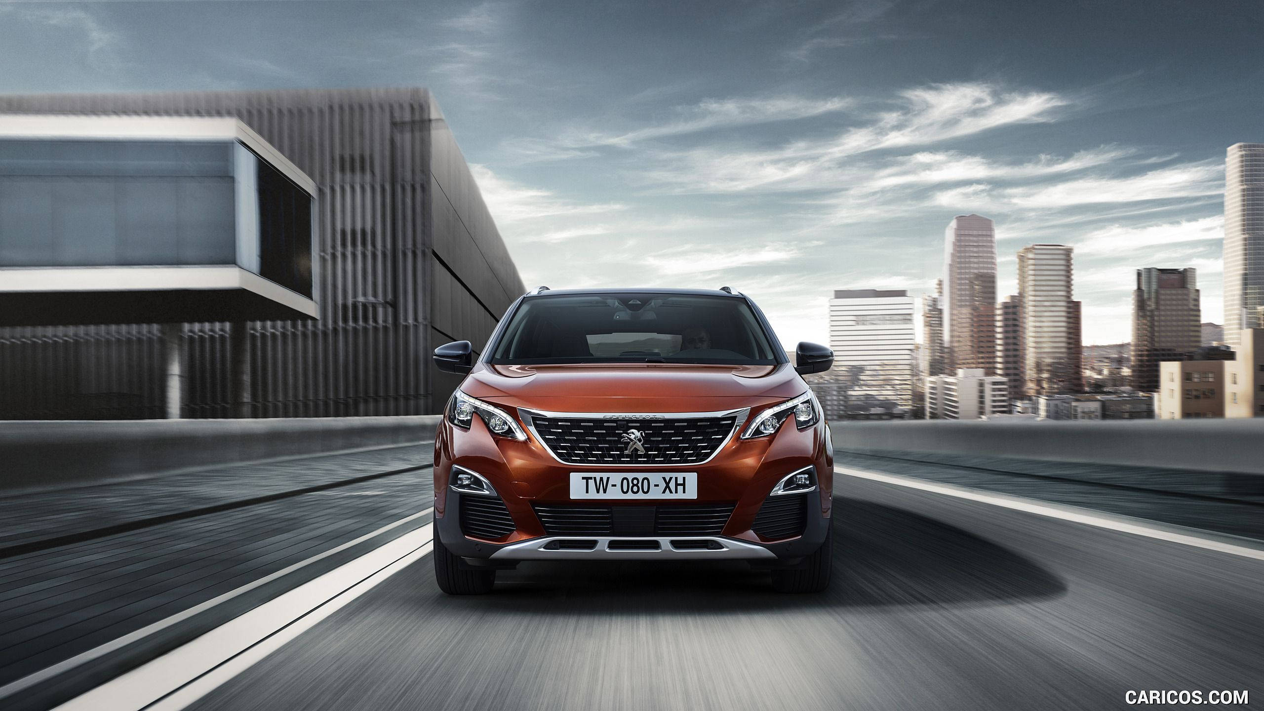 Peugeot 5008, orange, modern highway, 2K Desktop Wallpaper