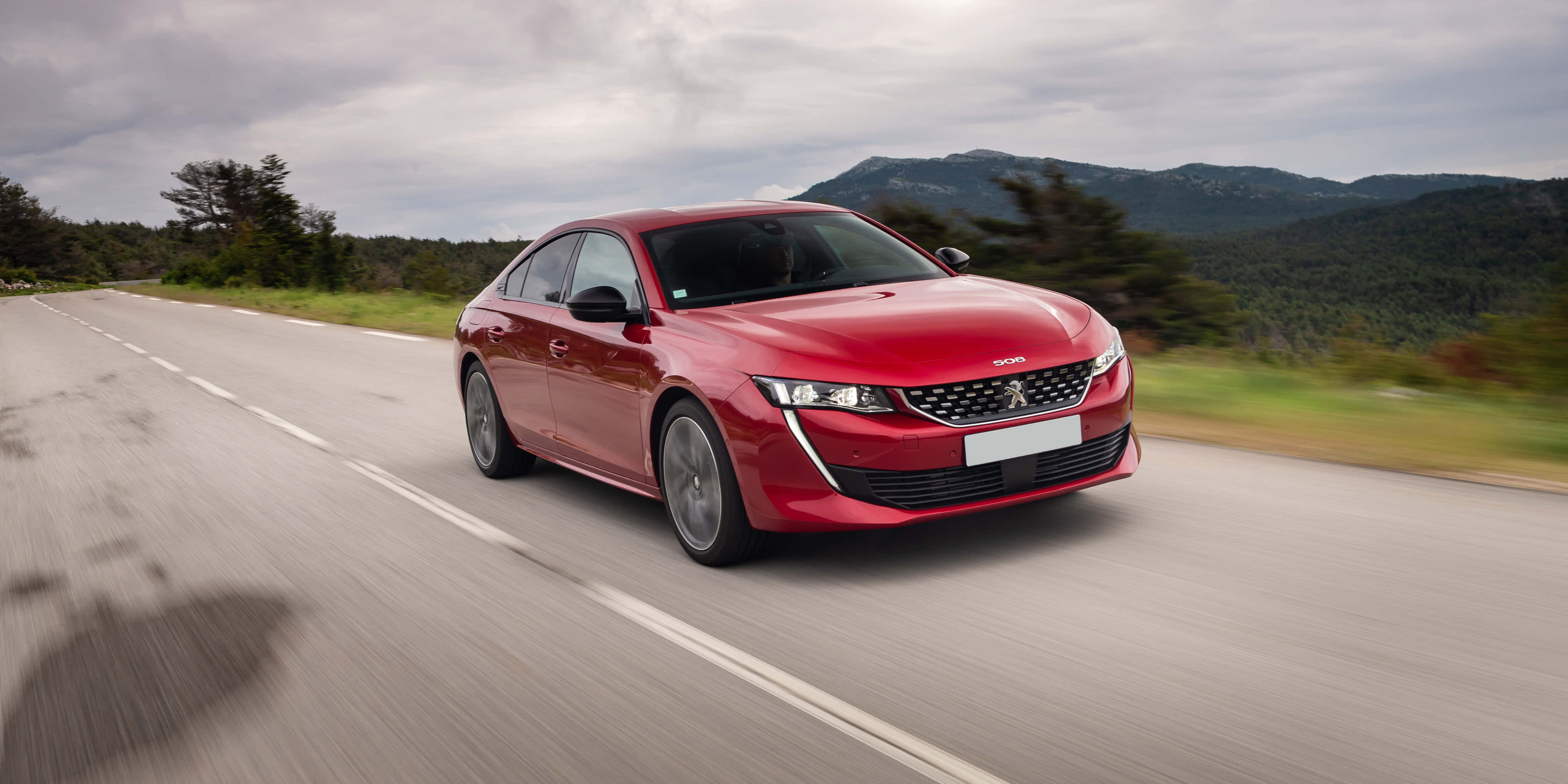 Peugeot 508, sleek red sedan, winding road, 4K Desktop Wallpaper
