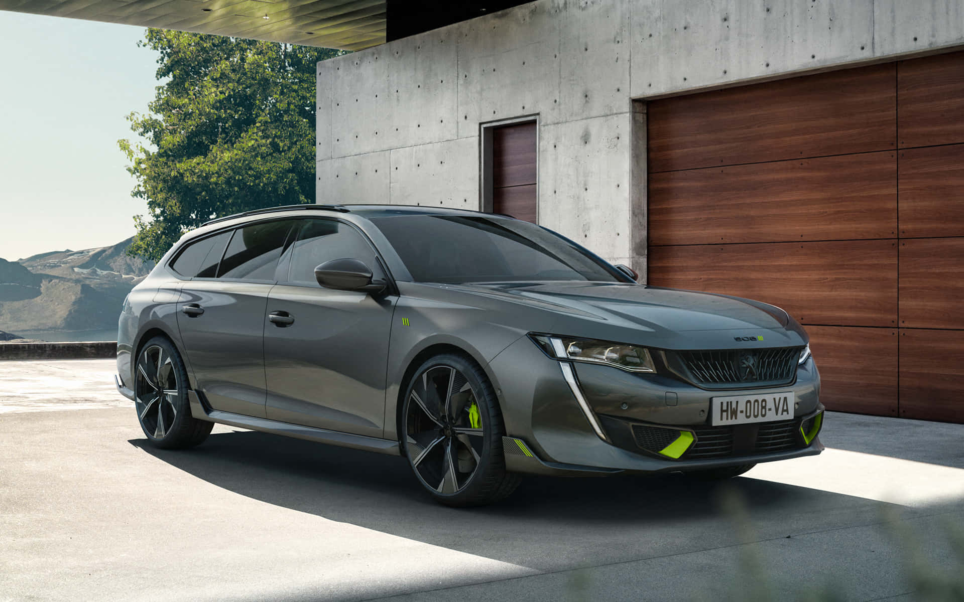 Peugeot 508, gray, neon green accents, Full HD Desktop Wallpaper