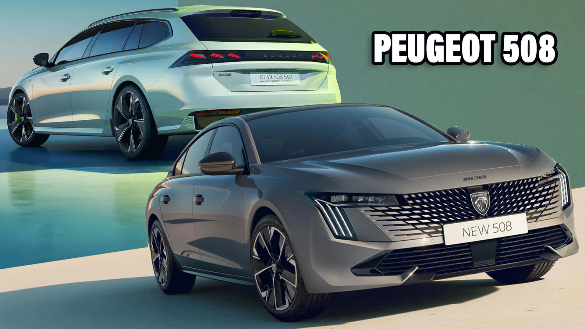 Peugeot 508, minimalist studio, gradient teal and beige background, Full HD Desktop Wallpaper