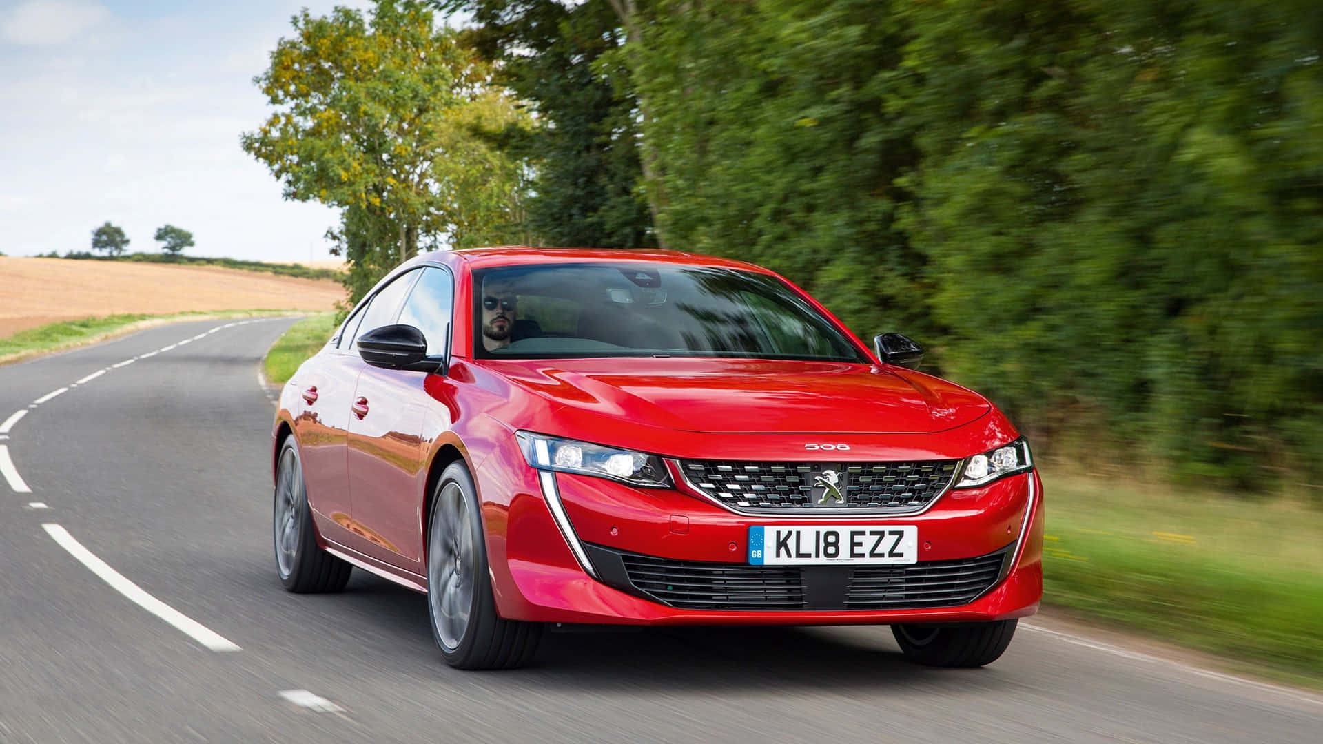 Peugeot 508, red, rural road, Full HD Desktop Wallpaper