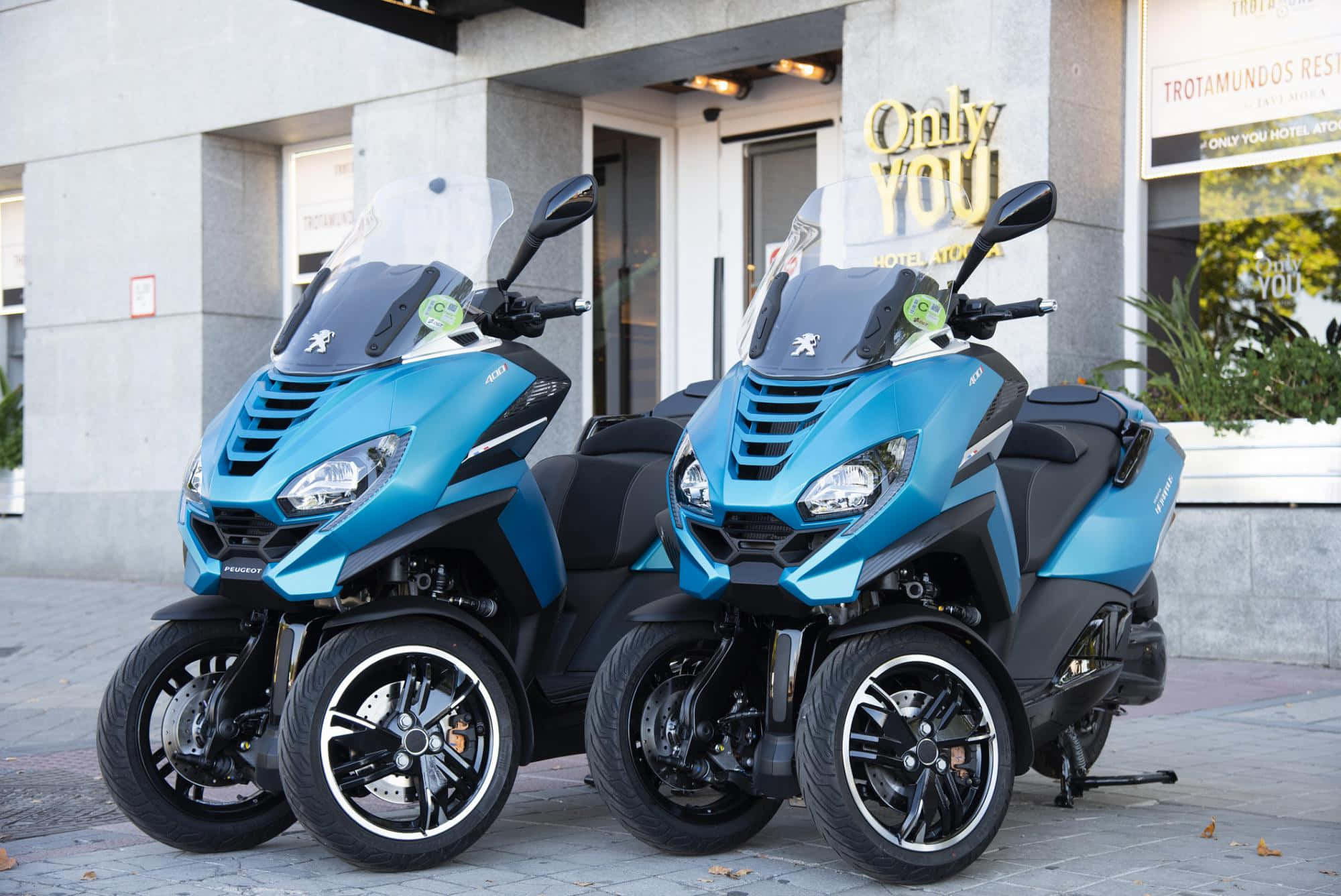 Peugeot, three-wheel scooters, blue, Full HD Desktop Wallpaper