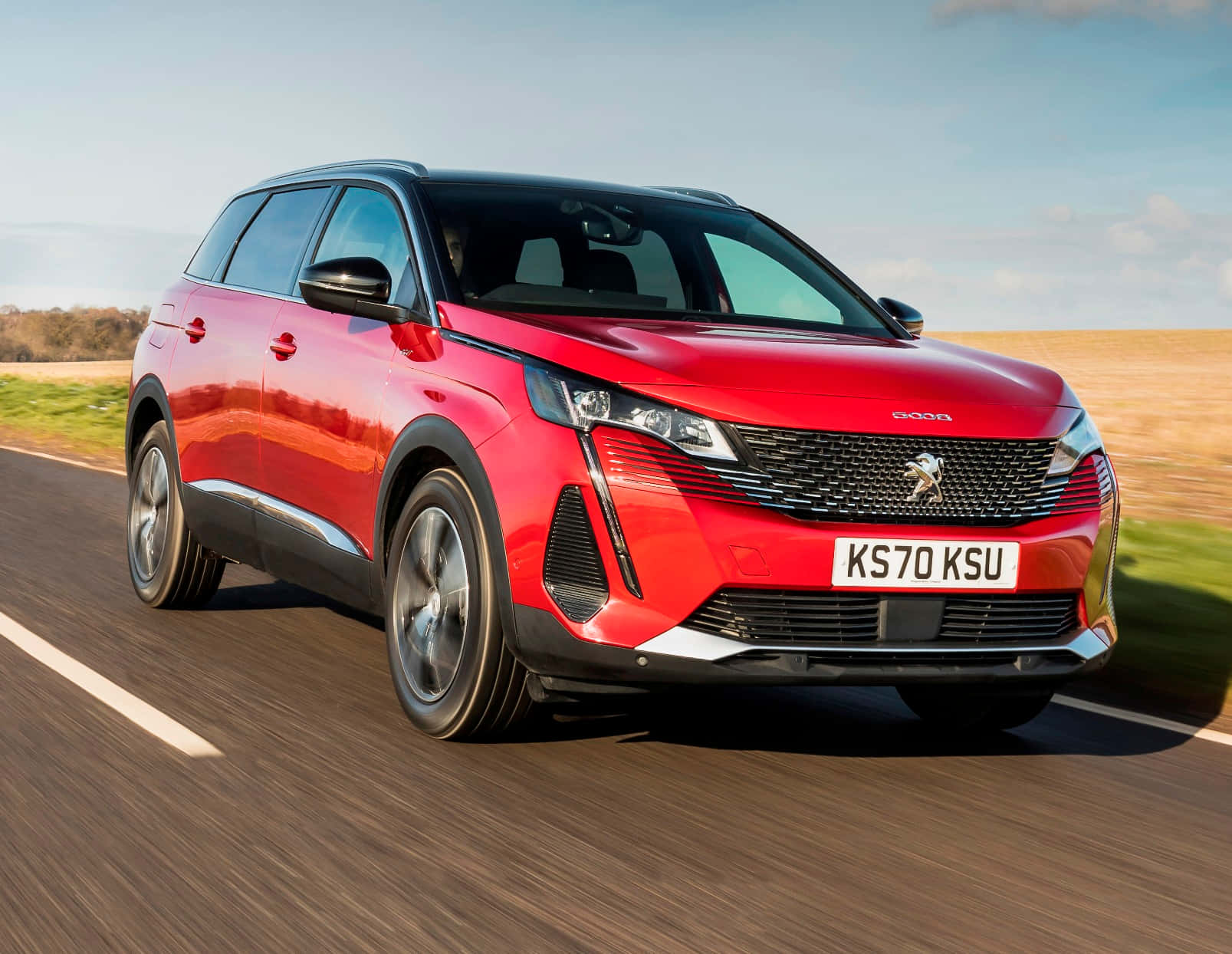 Peugeot 5008, rural road, clear blue sky, HD Desktop Wallpaper