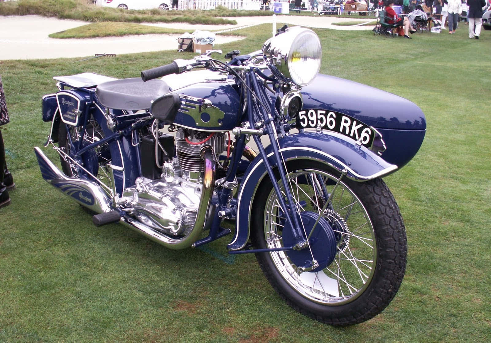 vintage blue motorcycle, chrome accents, sidecar, HD Desktop Wallpaper