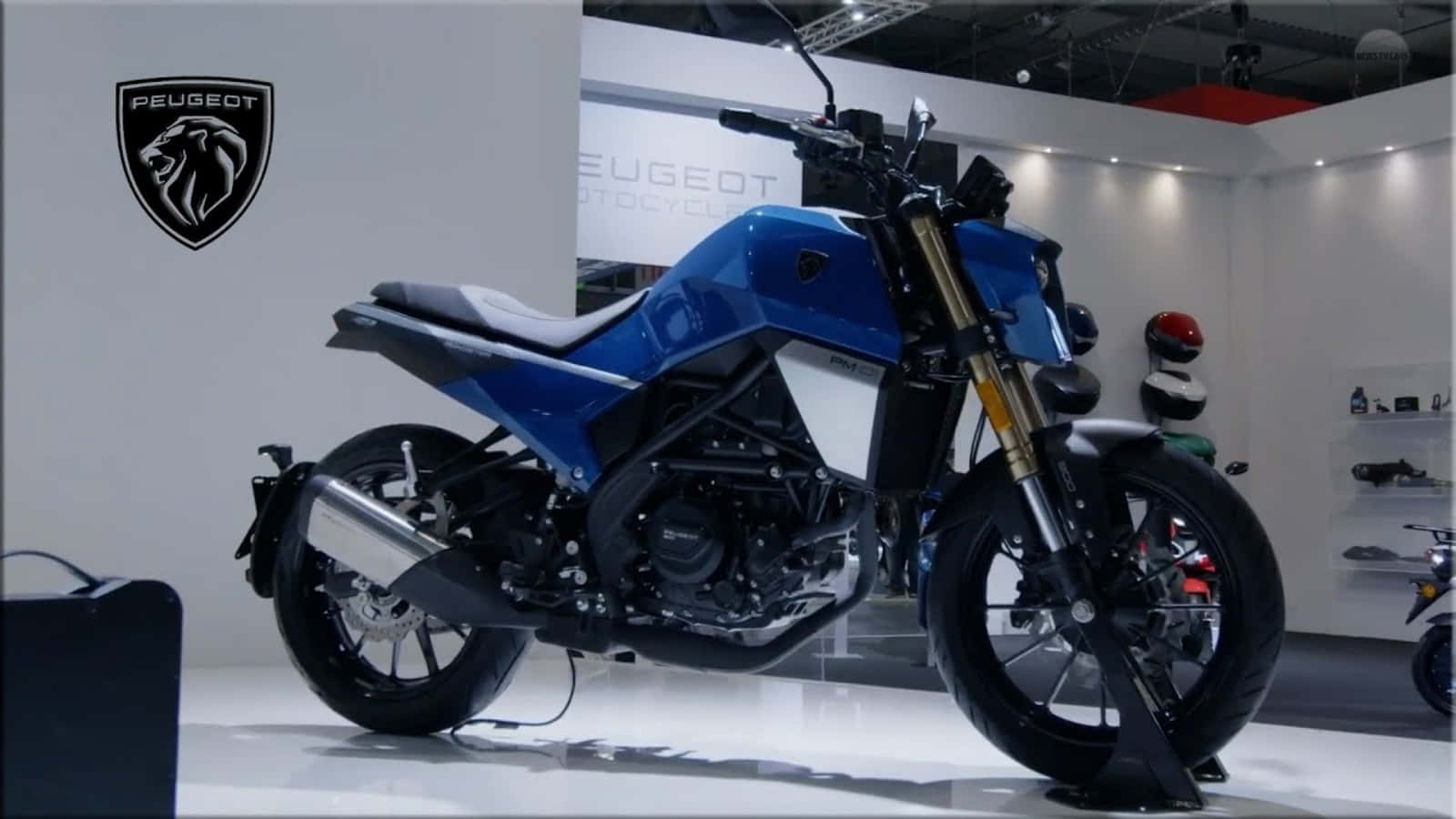 Peugeot motorcycle, sleek blue, polished chrome, HD Desktop Wallpaper
