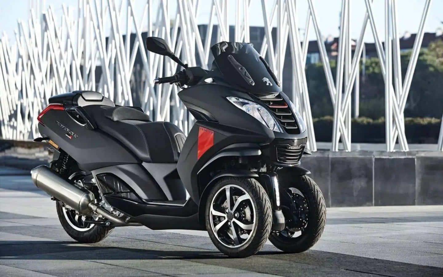 Peugeot, three-wheeled scooter, black, HD Desktop Wallpaper