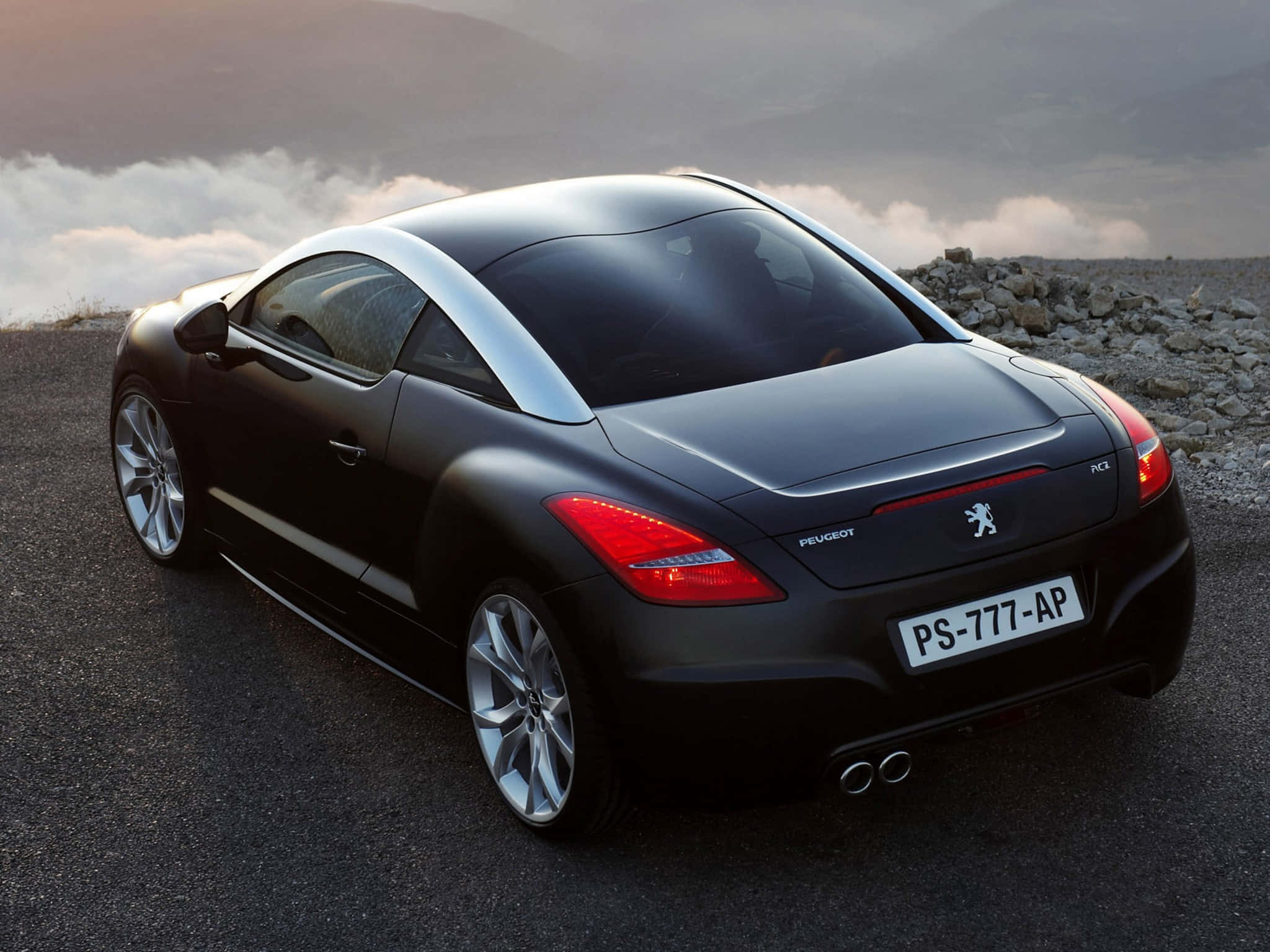 Peugeot RCZ, black, sunset, Full HD Desktop Wallpaper