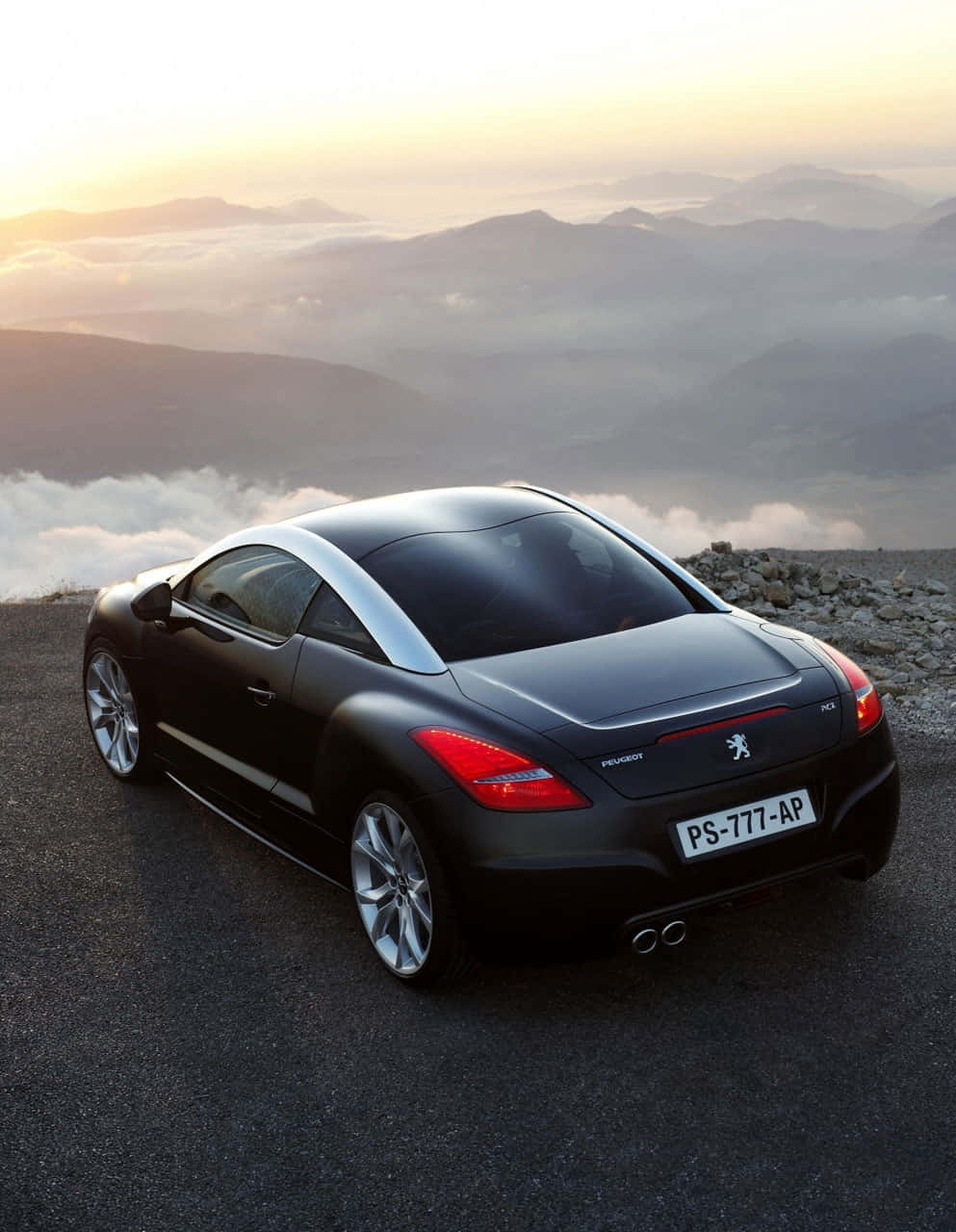 Peugeot RCZ, black, mountain overlook, HD Phone Wallpaper