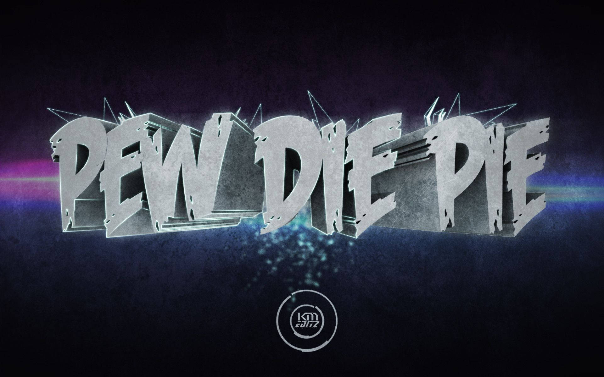 pewdiepie, metallic 3d text, glowing purple blue lens flares, Full HD Desktop Wallpaper
