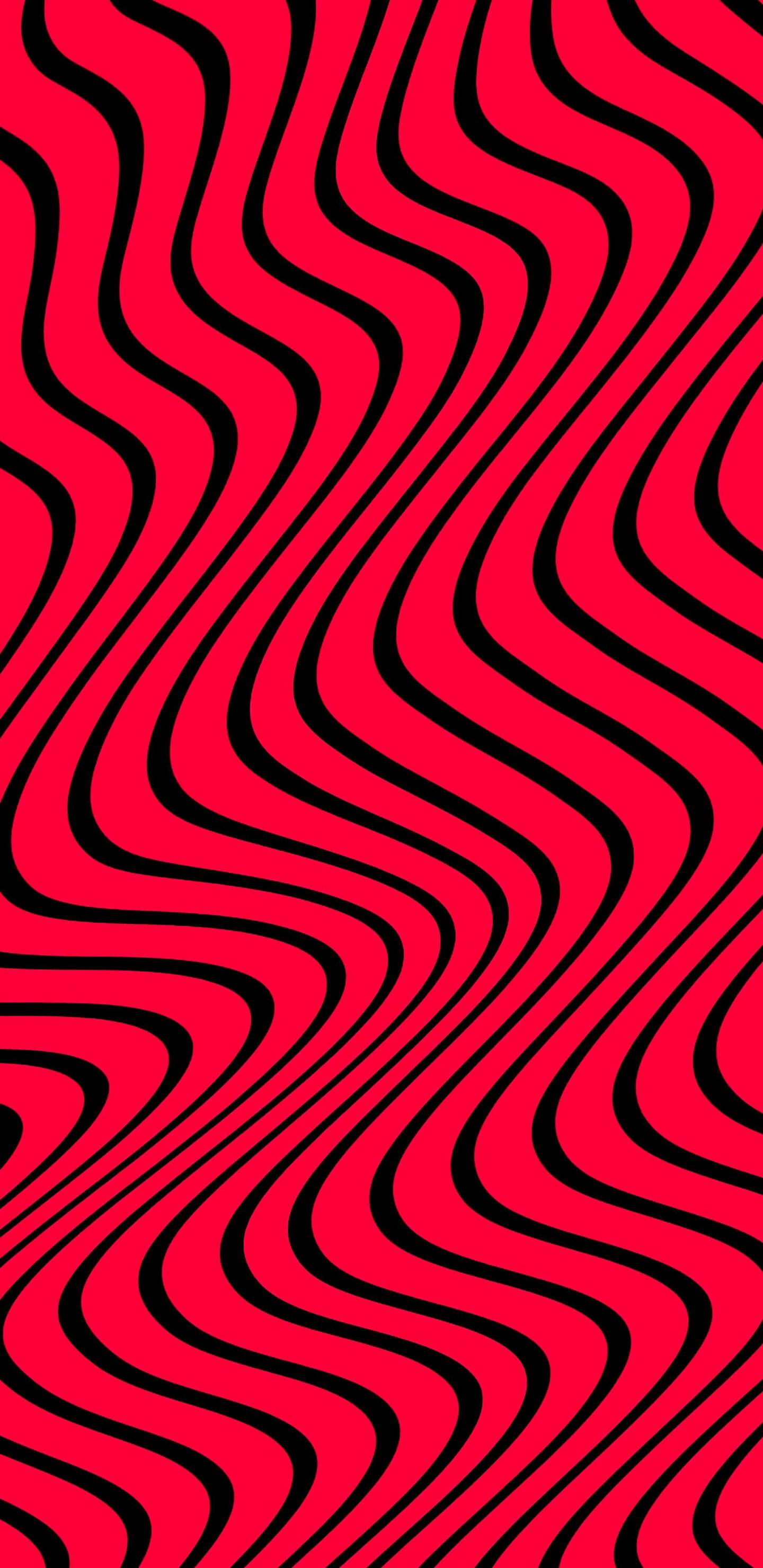 Pewdiepie, red and black wavy stripes, hypnotic optical illusion pattern, 2K Phone Wallpaper