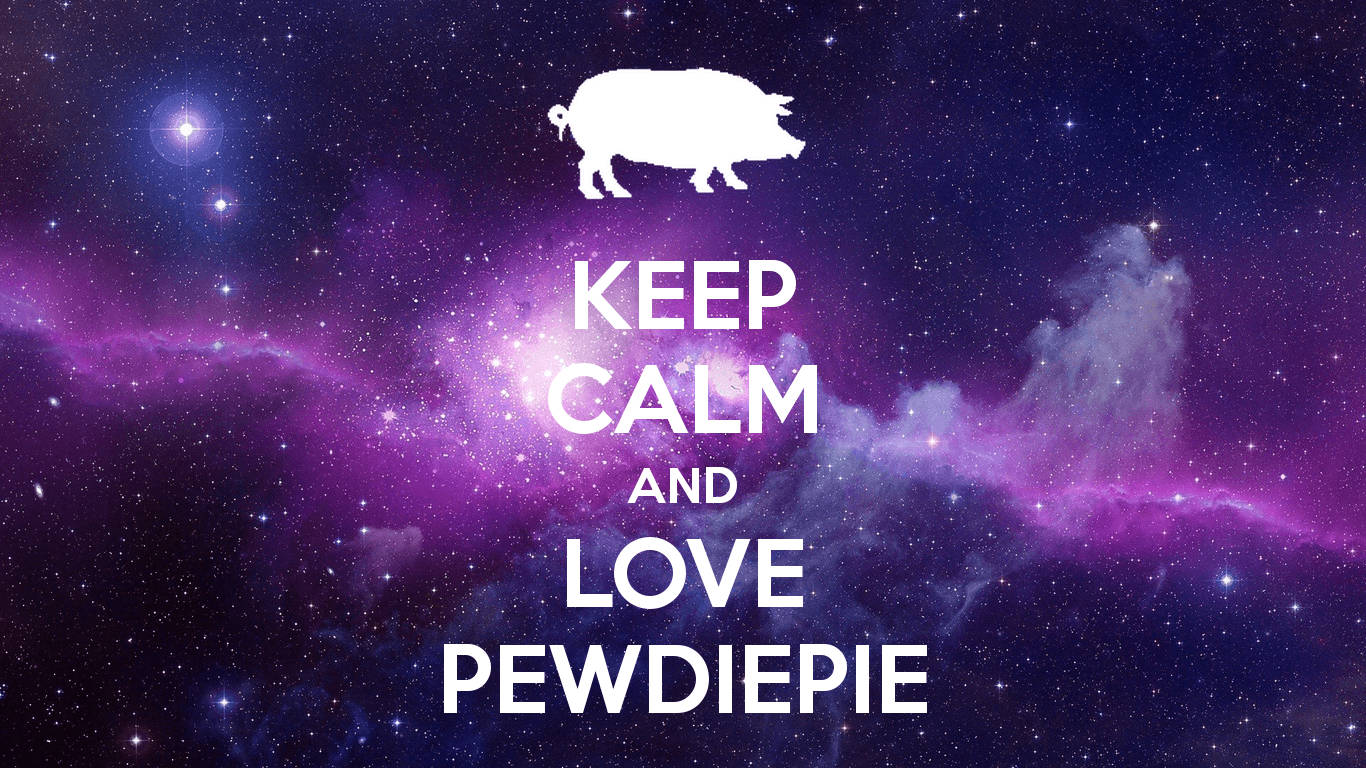 Pewdiepie, white pig silhouette, vibrant purple and blue starry nebula sky, HD Desktop Wallpaper