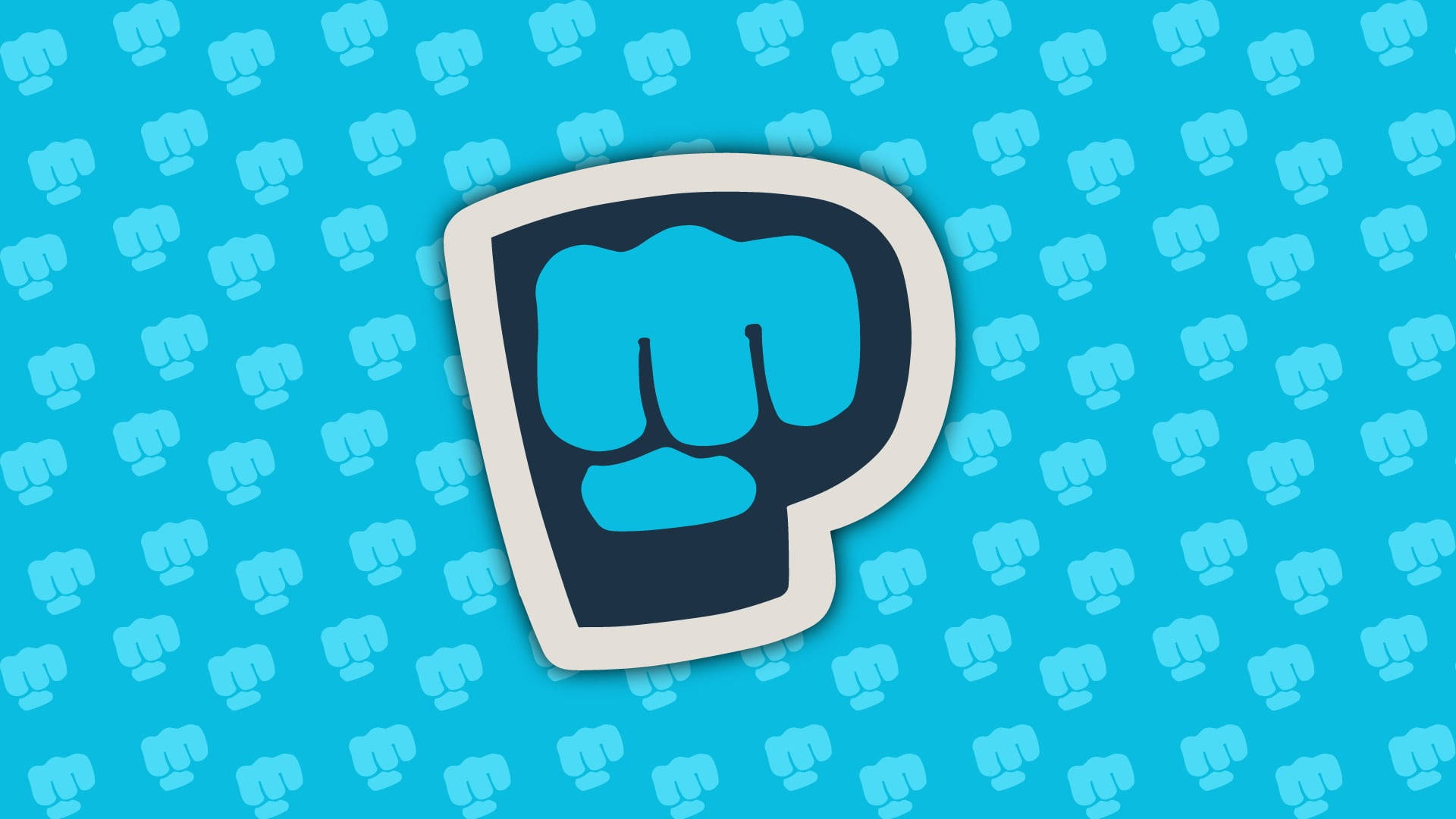 Letter P, PewDiePie, blue fist logo, Full HD Desktop Wallpaper