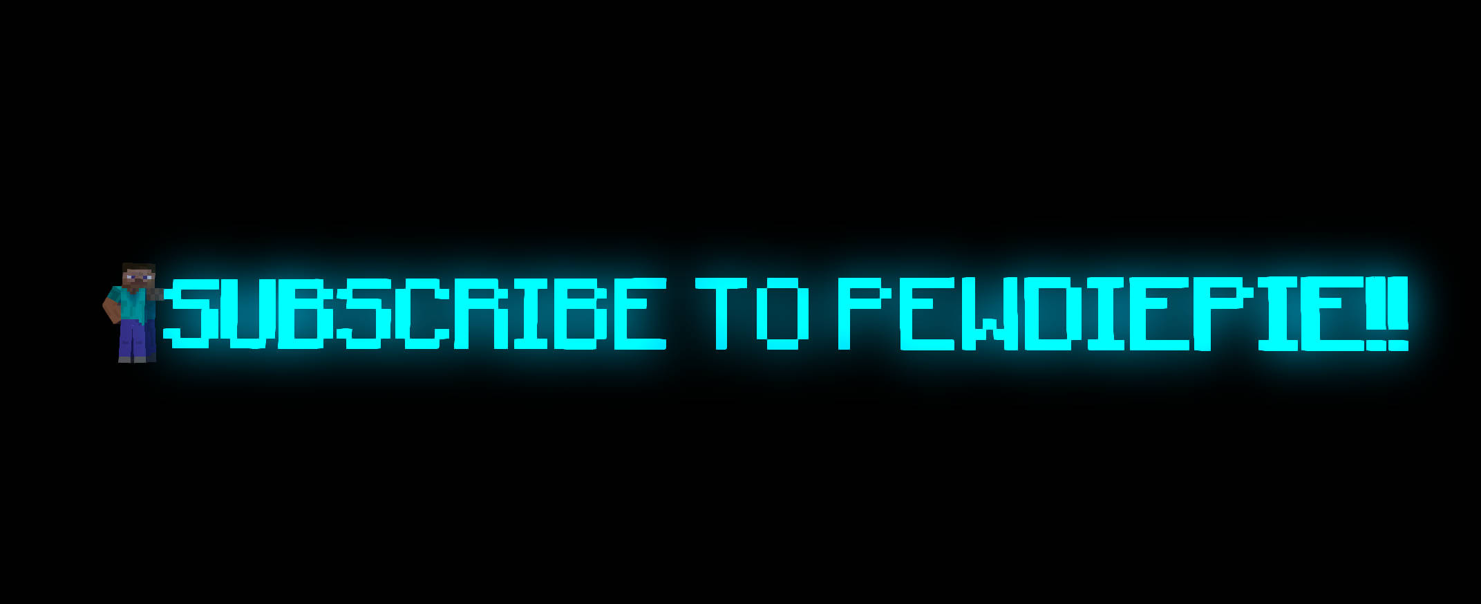 Pewdiepie, glowing cyan pixelated text, black background, Full HD Desktop Wallpaper