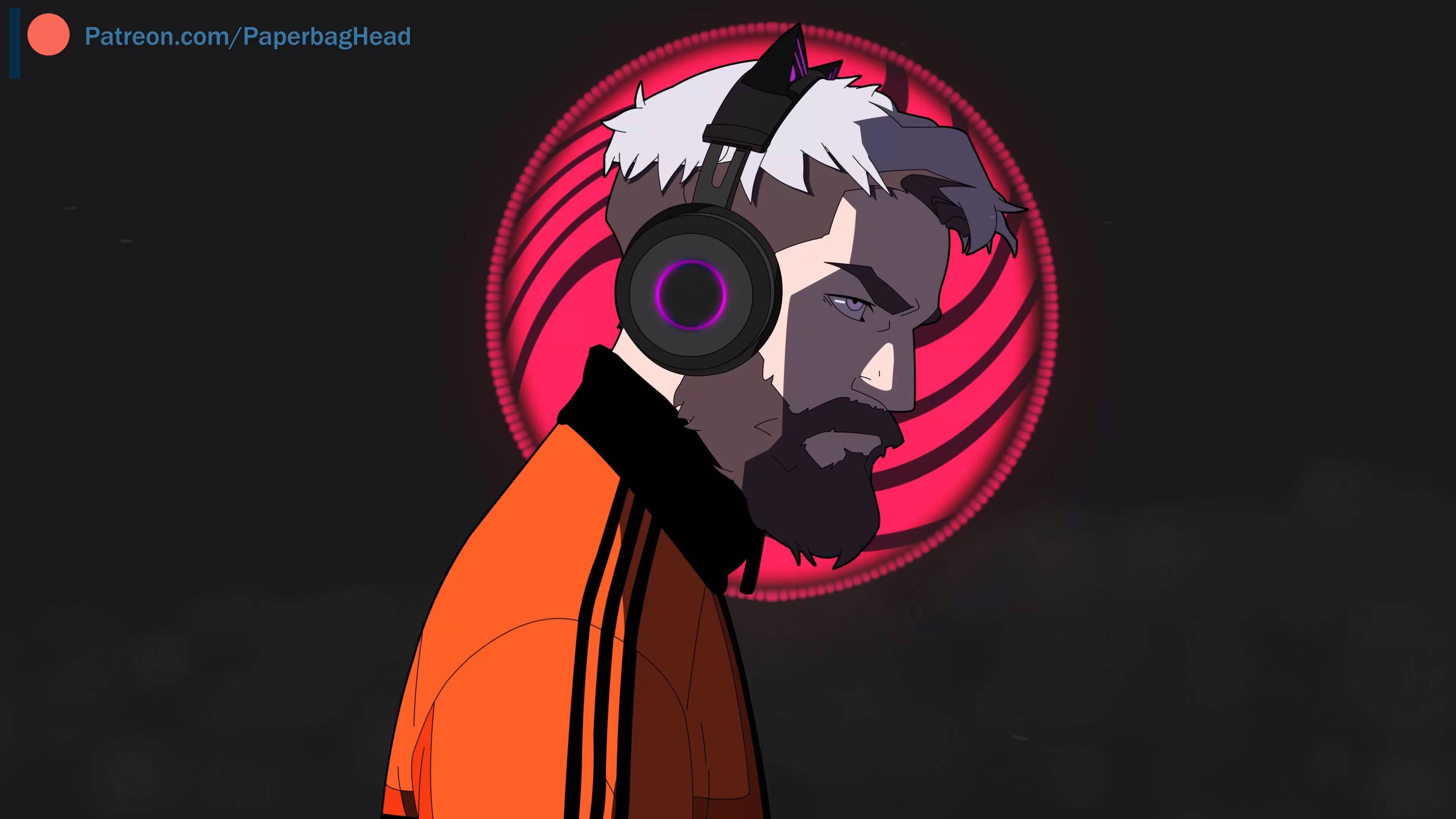 Pewdiepie, anime man, white hair, 4K Desktop Wallpaper