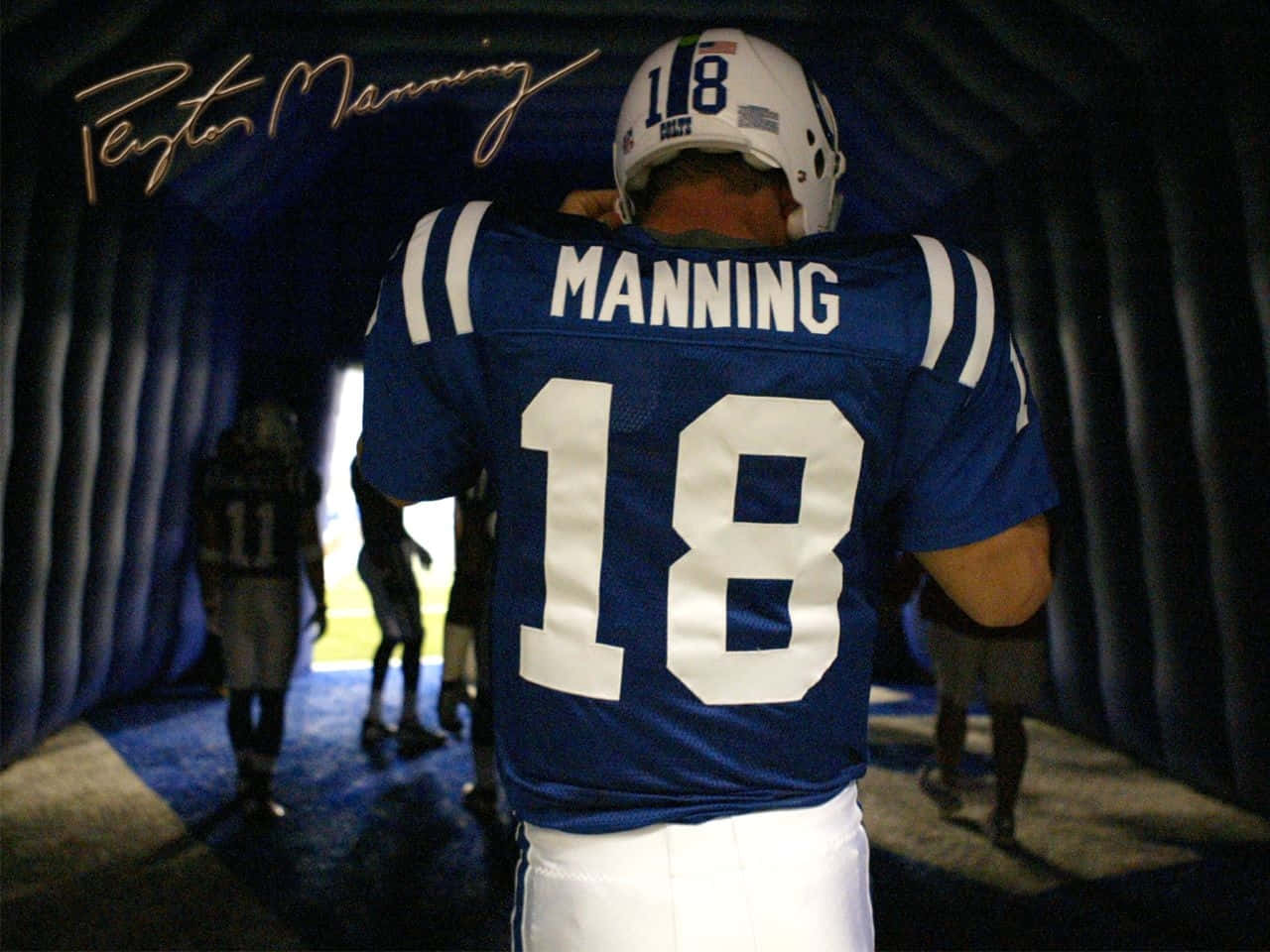 Peyton Manning, blue jersey, number 18, HD Desktop Wallpaper